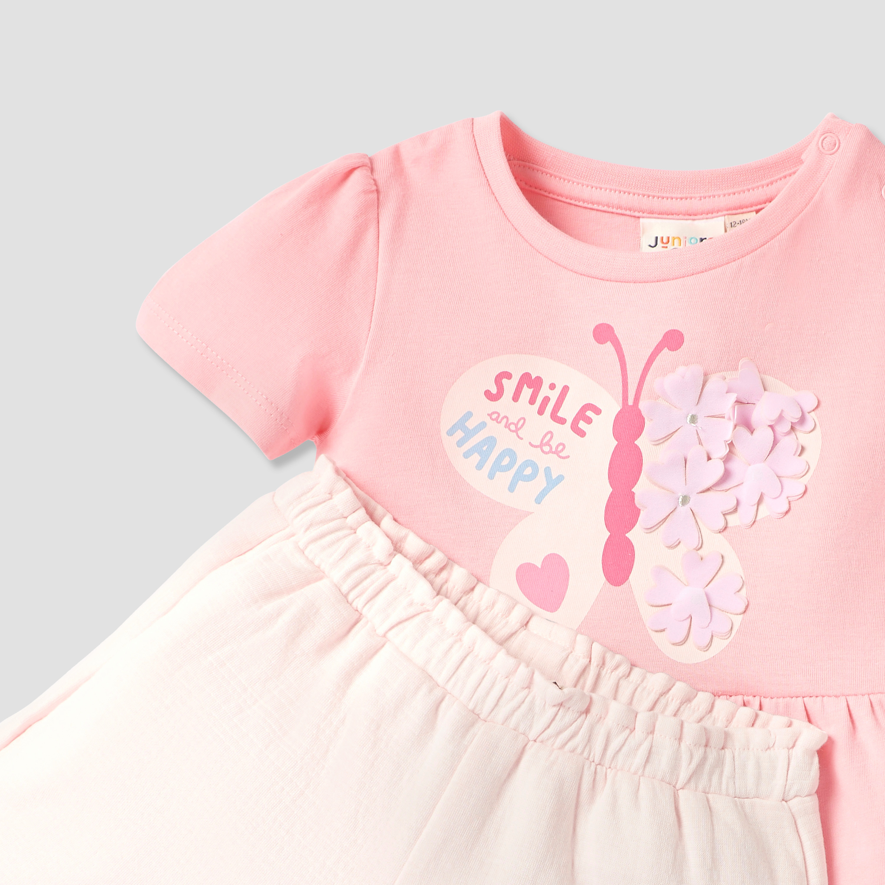 Juniors Butterfly Applique Detail Peplum Top and Shorts Set-baby-girls-clothing-setsandcoords-image-4
