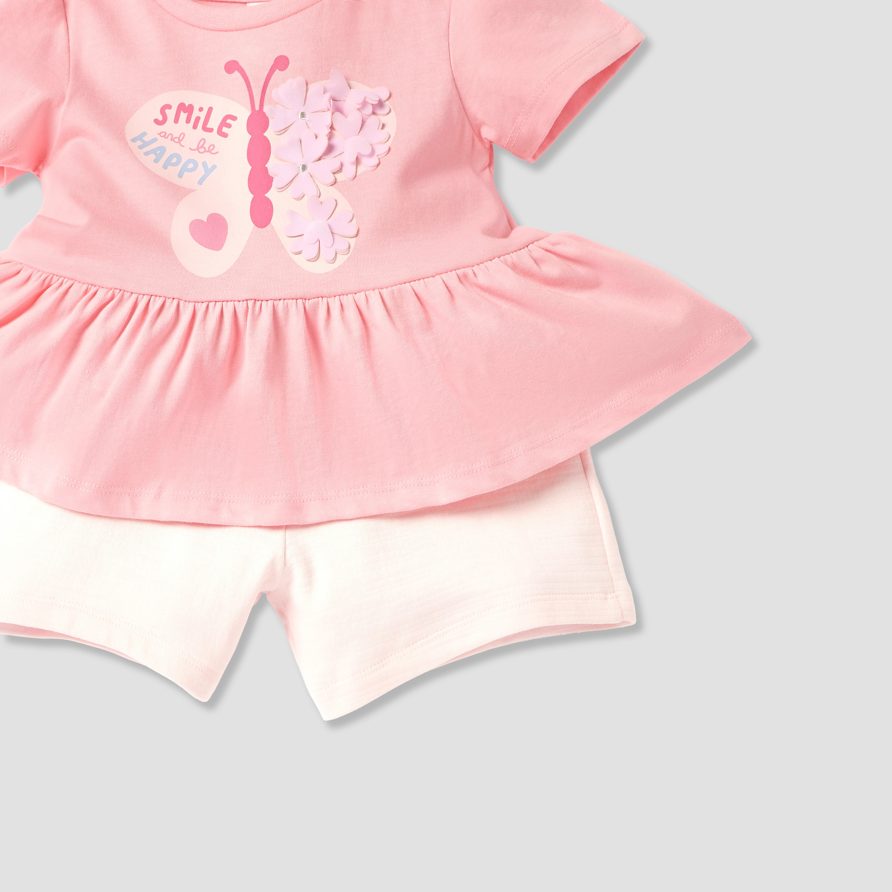 Juniors Butterfly Applique Detail Peplum Top and Shorts Set-baby-girls-clothing-setsandcoords-image-5