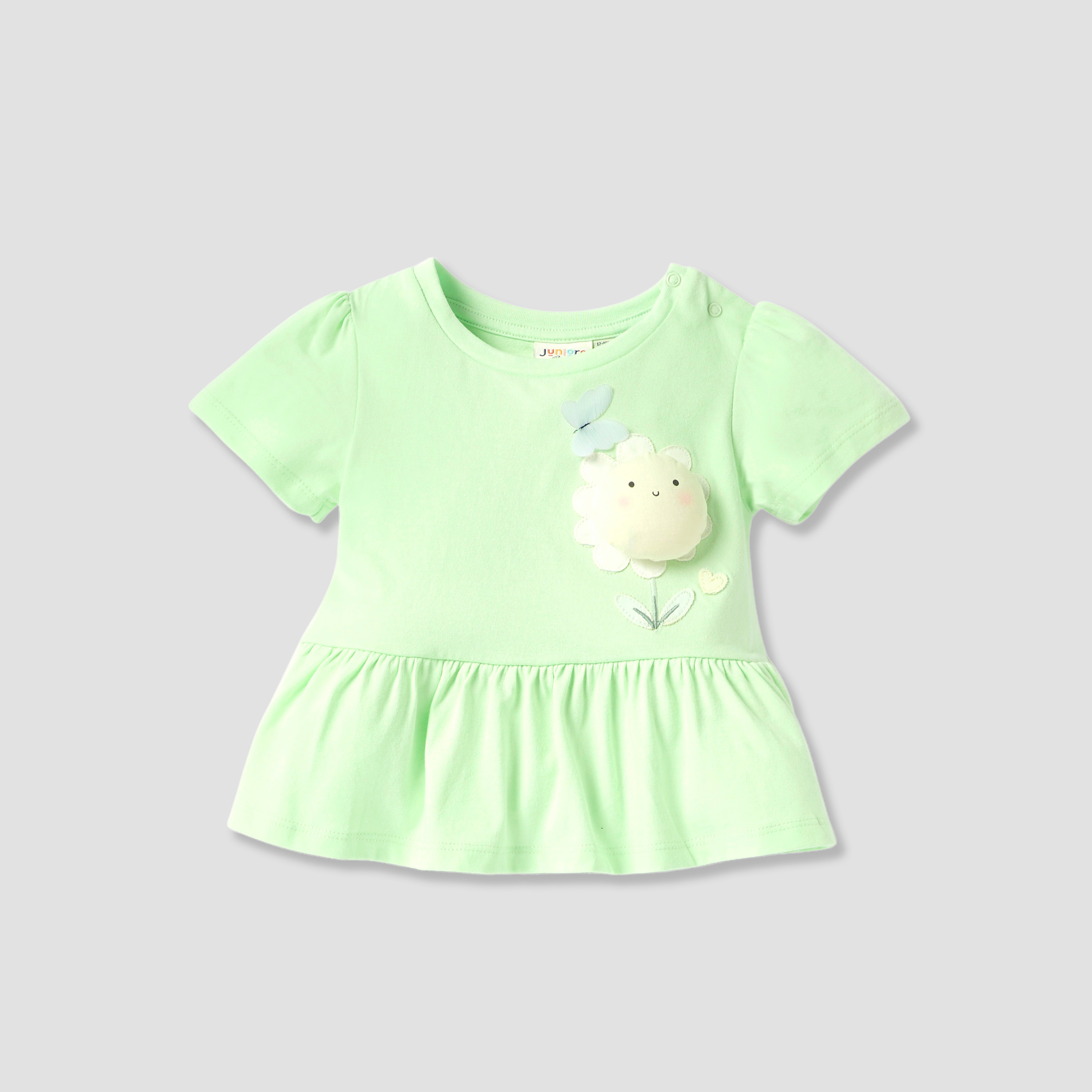 Juniors Applique Detail Peplum Top and Shorts Set-baby-girls-clothing-setsandcoords-image-2