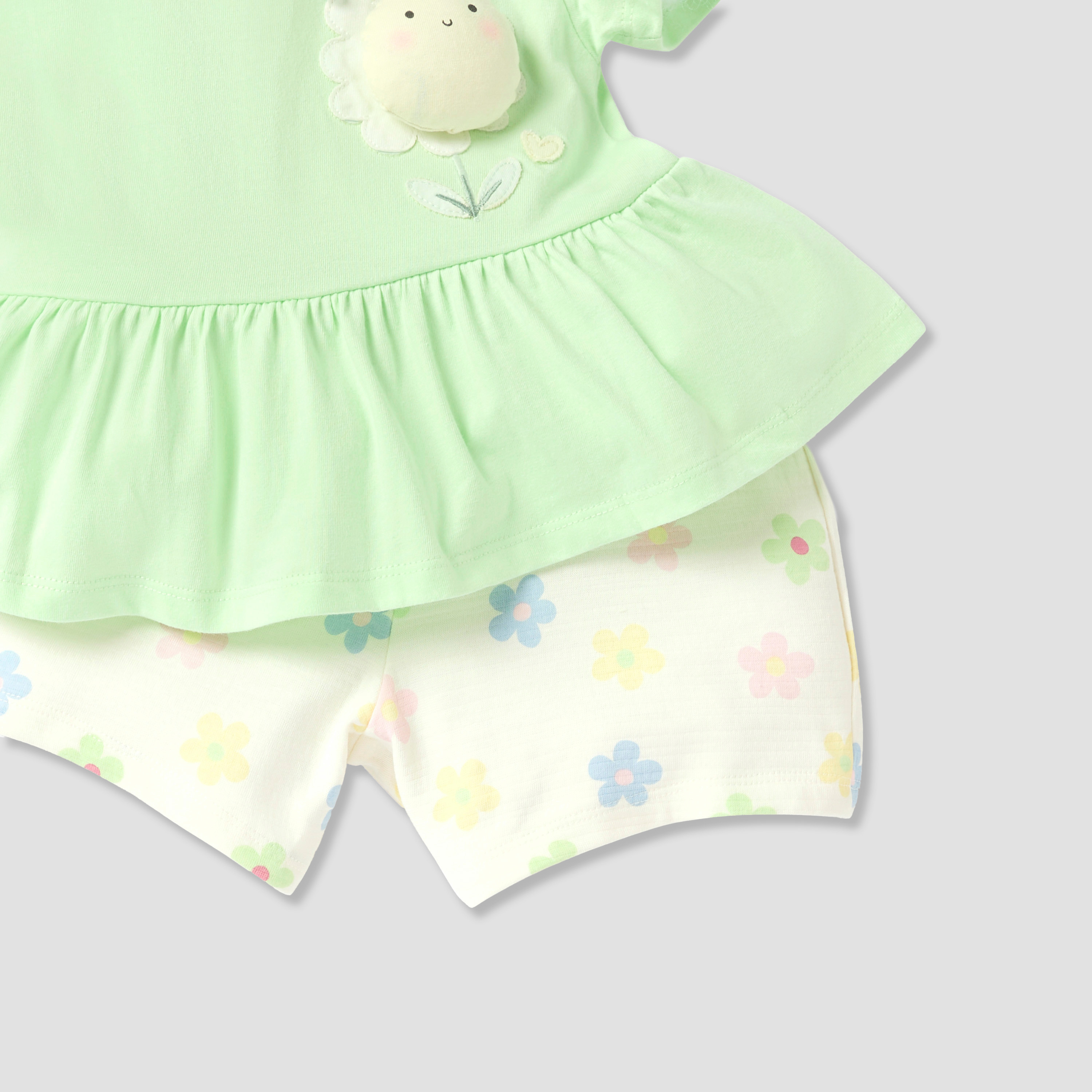 Juniors Applique Detail Peplum Top and Shorts Set-baby-girls-clothing-setsandcoords-image-4