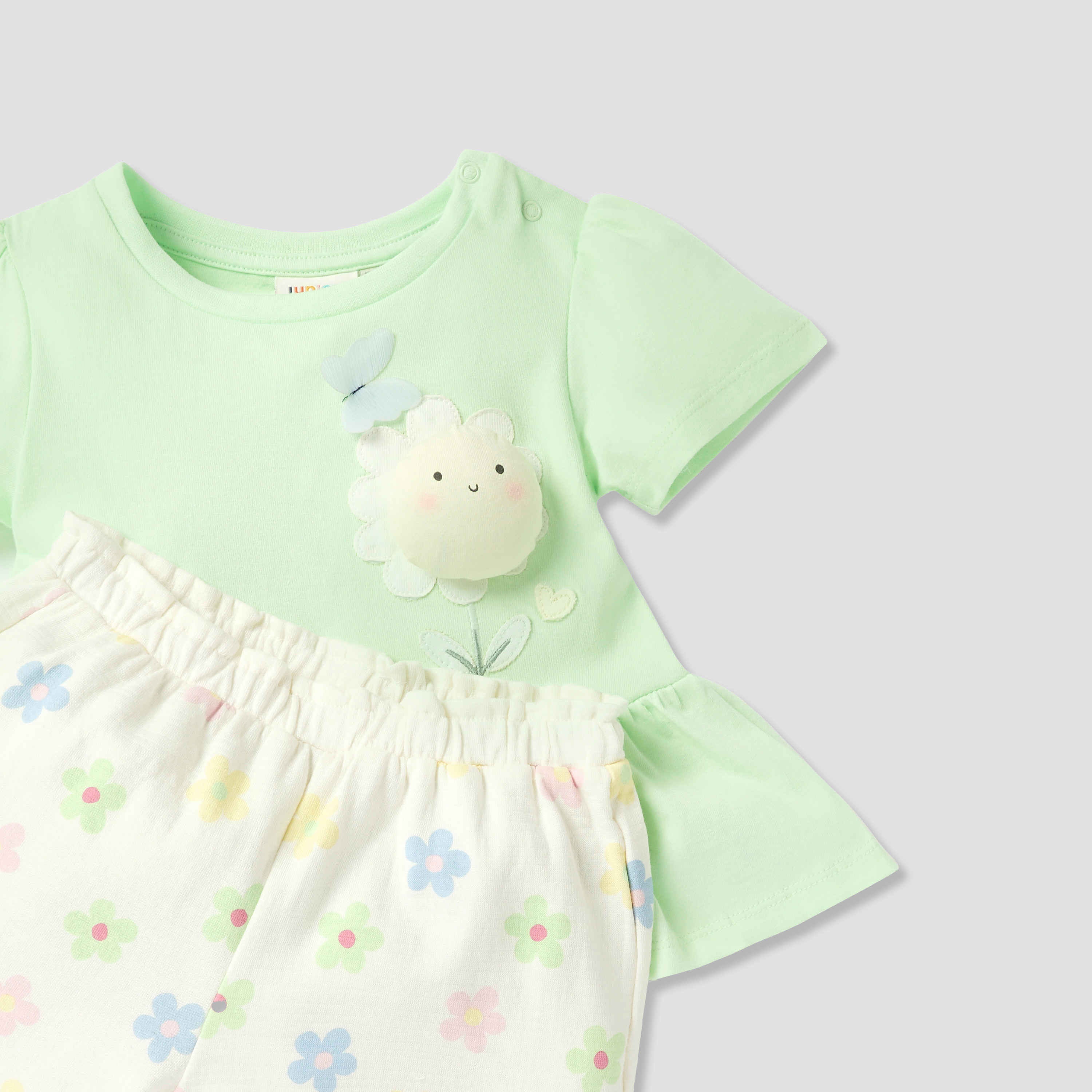 Juniors Applique Detail Peplum Top and Shorts Set-baby-girls-clothing-setsandcoords-image-5
