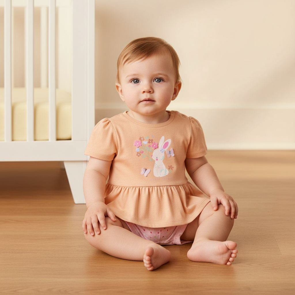 Juniors Bunny Print Peplum Top and Shorts Set-baby-girls-clothing-setsandcoords-image-1