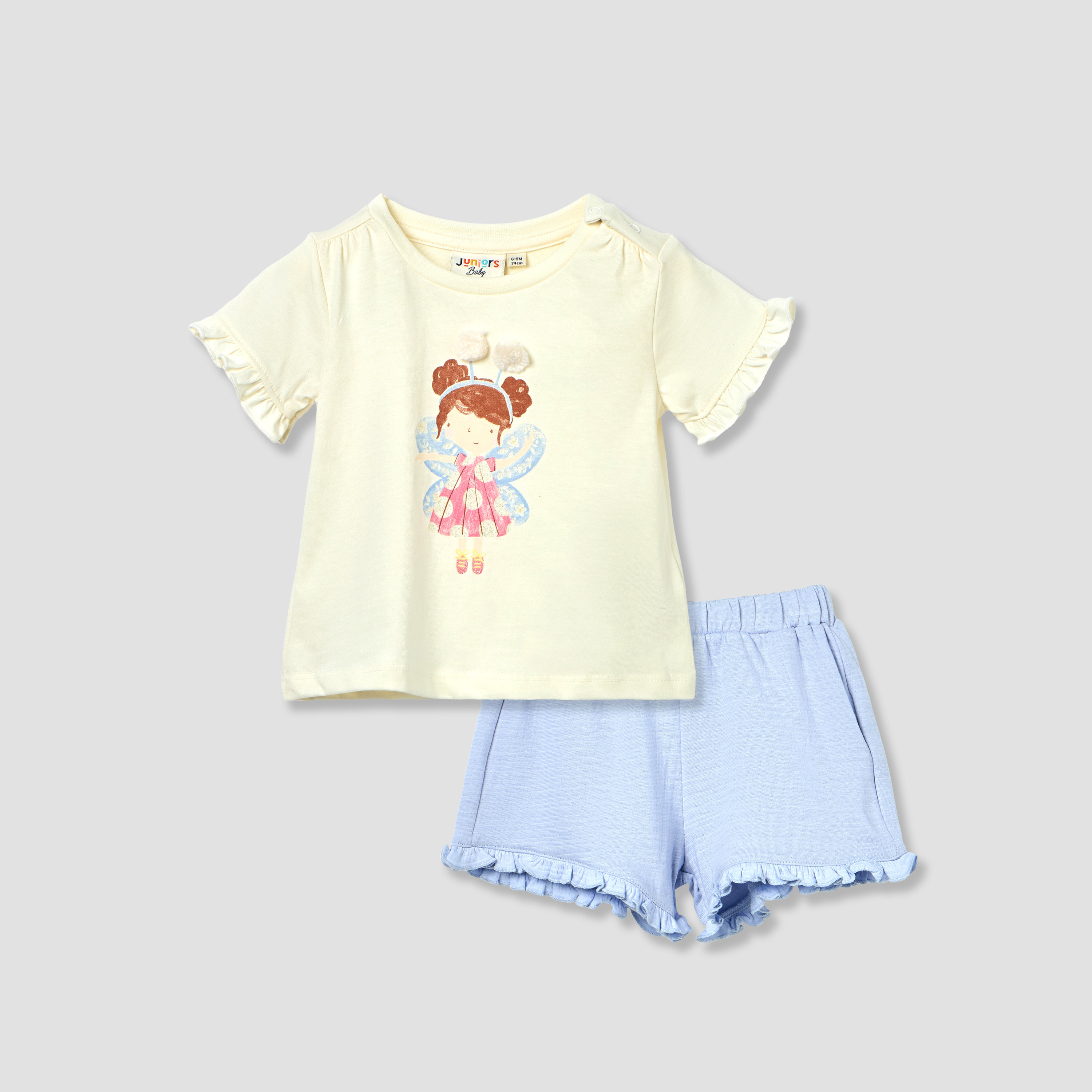 Juniors Fairy Print T-shirt and Shorts Set-baby-girls-clothing-setsandcoords-image-1