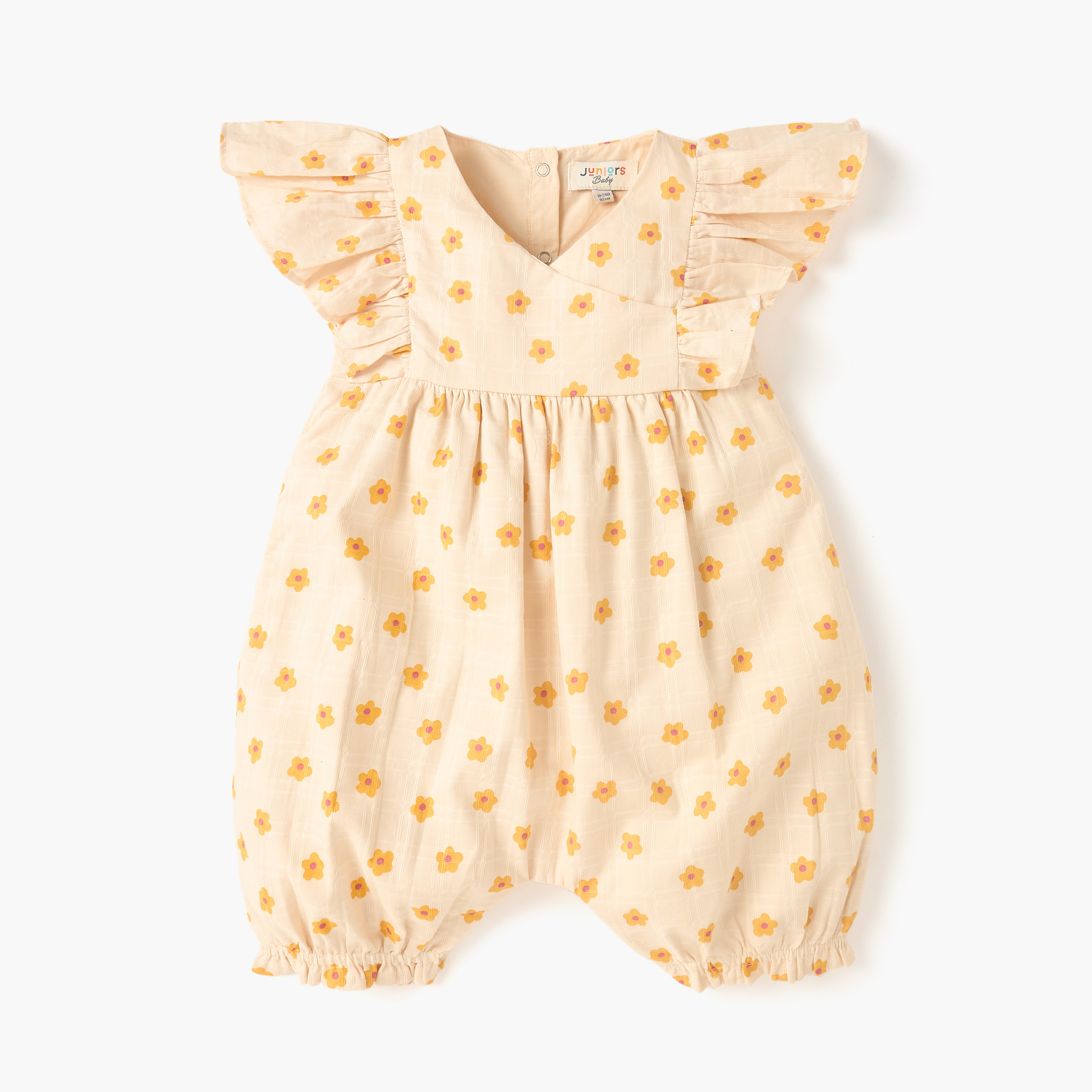 أفرول بأكمام كشكش وزر إغلاق وطبعات زهرية من جونيورز-baby-girls-clothing-rompers-image-4