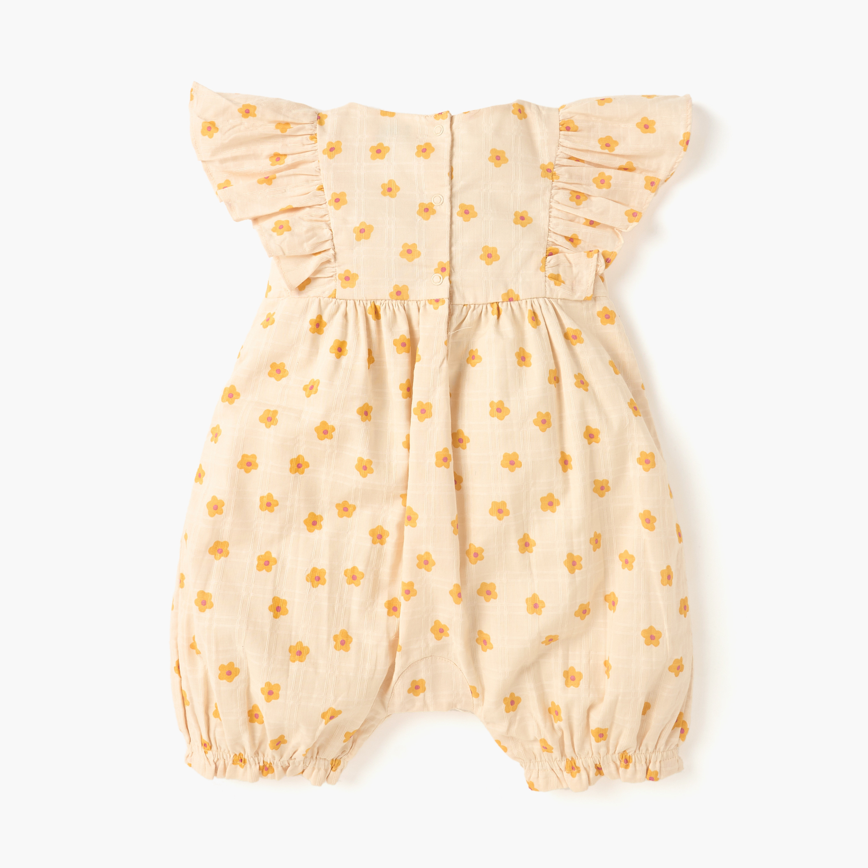 أفرول بأكمام كشكش وزر إغلاق وطبعات زهرية من جونيورز-baby-girls-clothing-rompers-image-3