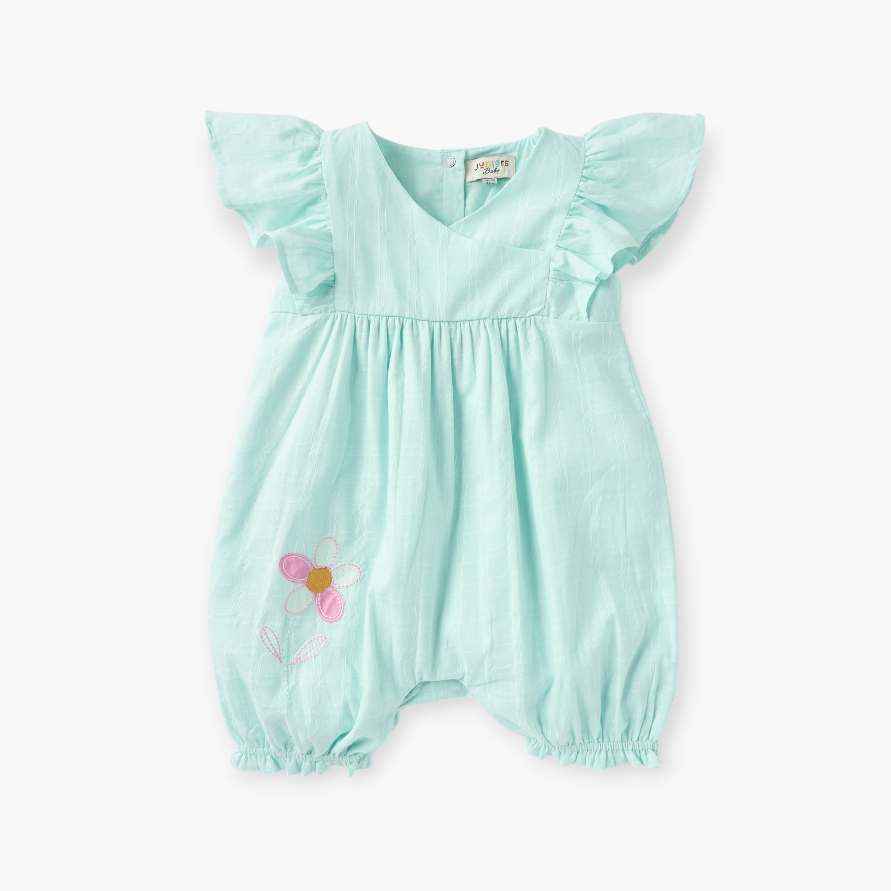 Juniors Floral Embroidered Romper with Ruffle Sleeves-baby-girls-clothing-rompers-image-1