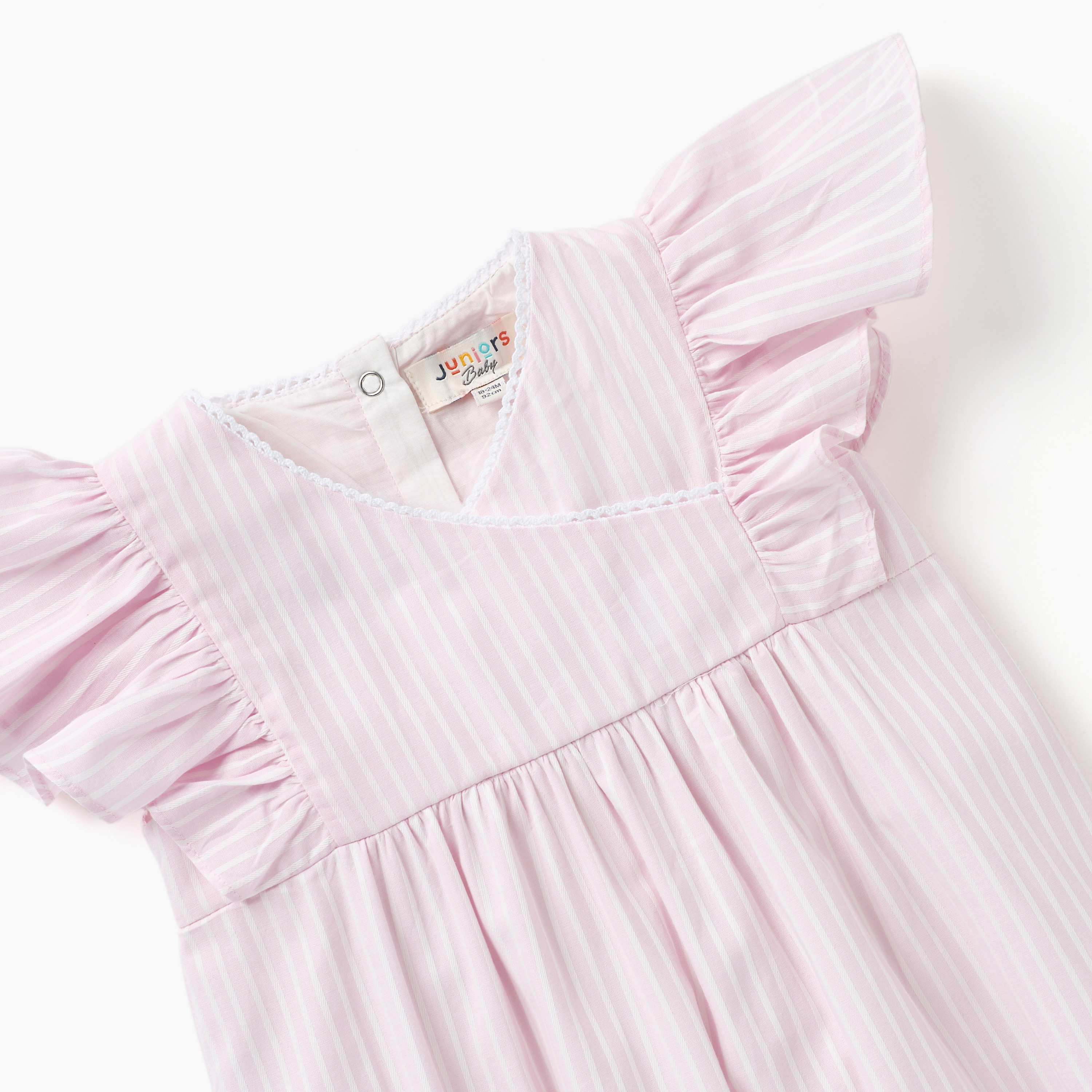 أفرول مخطط بأكمام كشكش من جونيورز-baby-girls-clothing-rompers-image-2