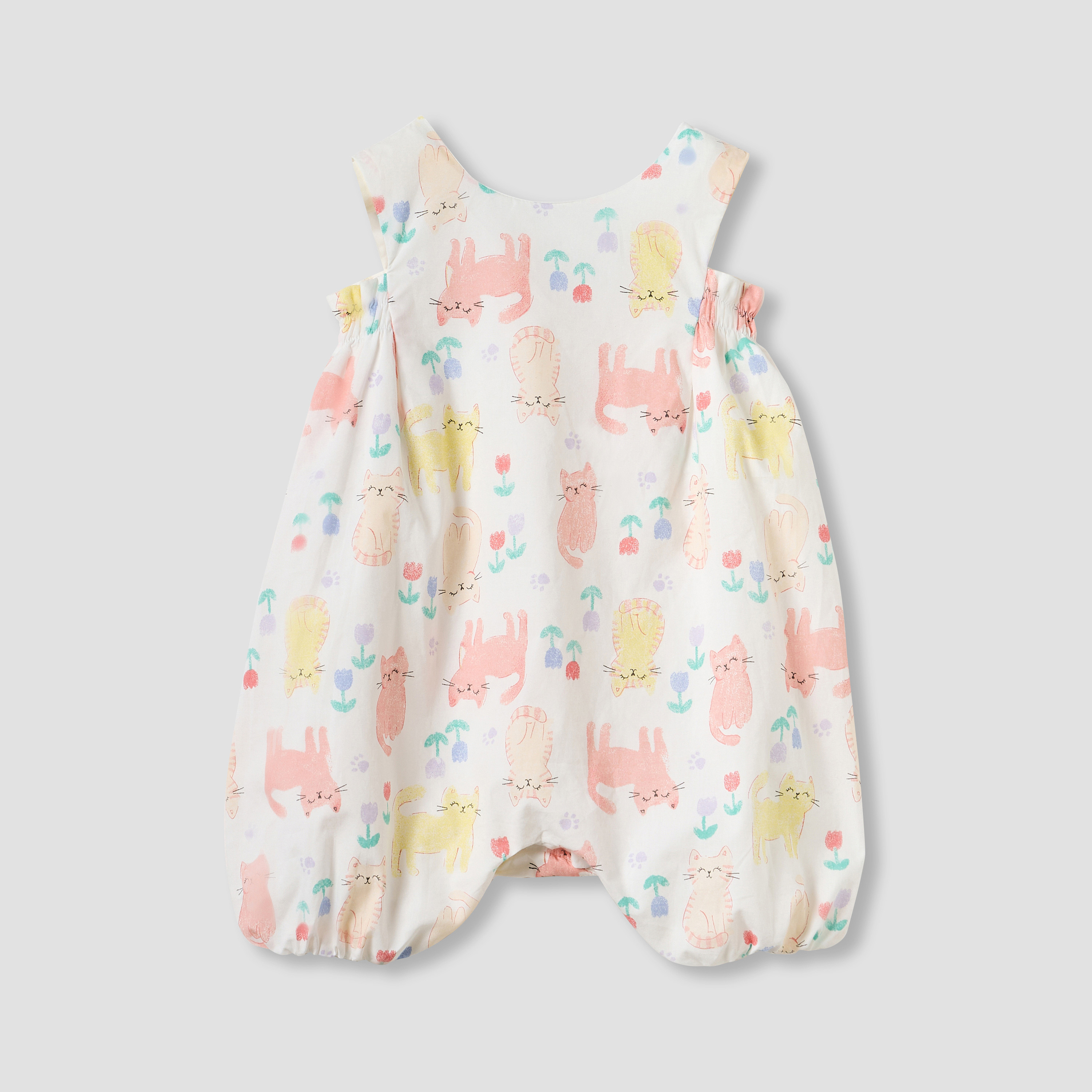 Juniors All-Over Cat Print Sleeveless Romper-baby-girls-clothing-rompers-image-1