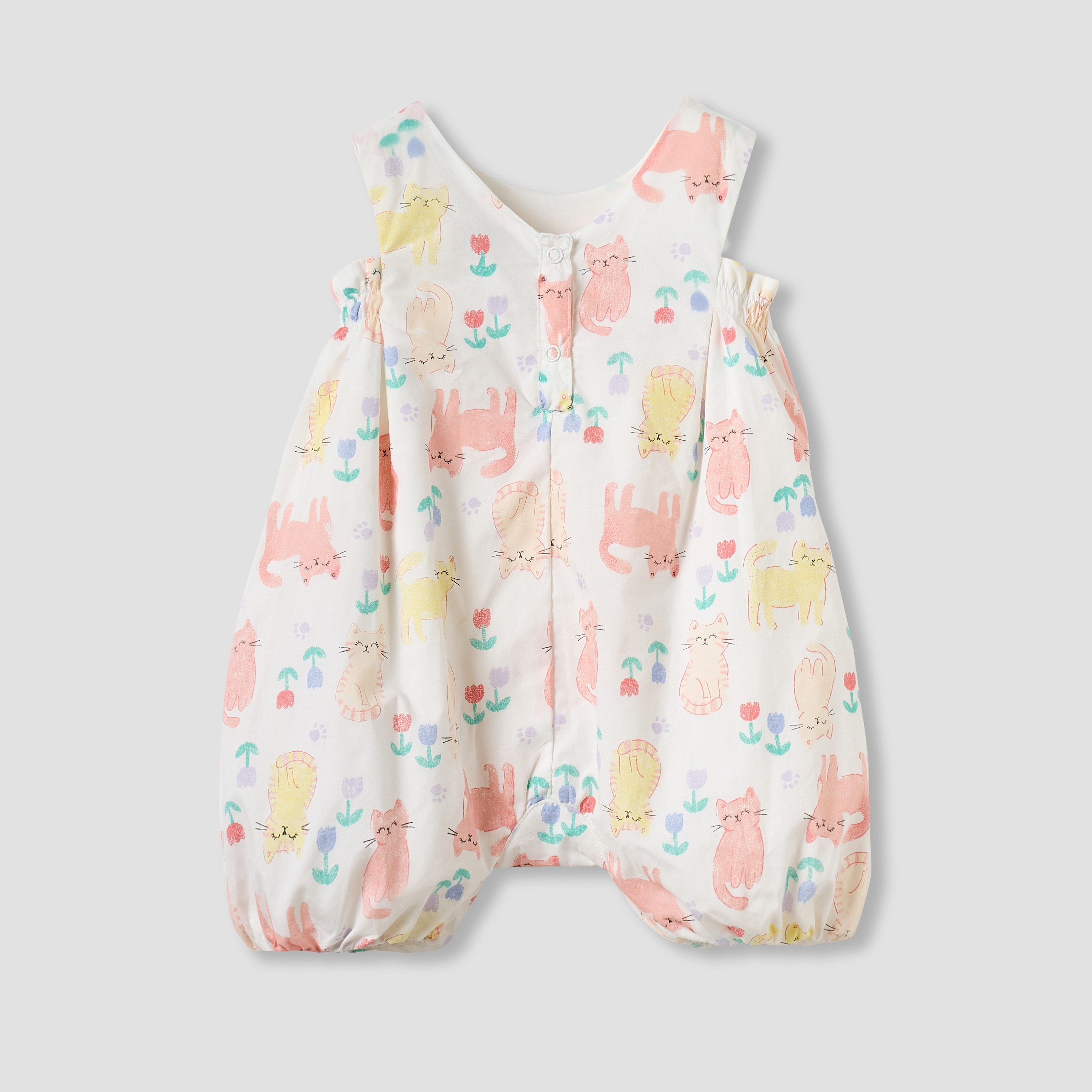 Juniors All-Over Cat Print Sleeveless Romper-baby-girls-clothing-rompers-image-2