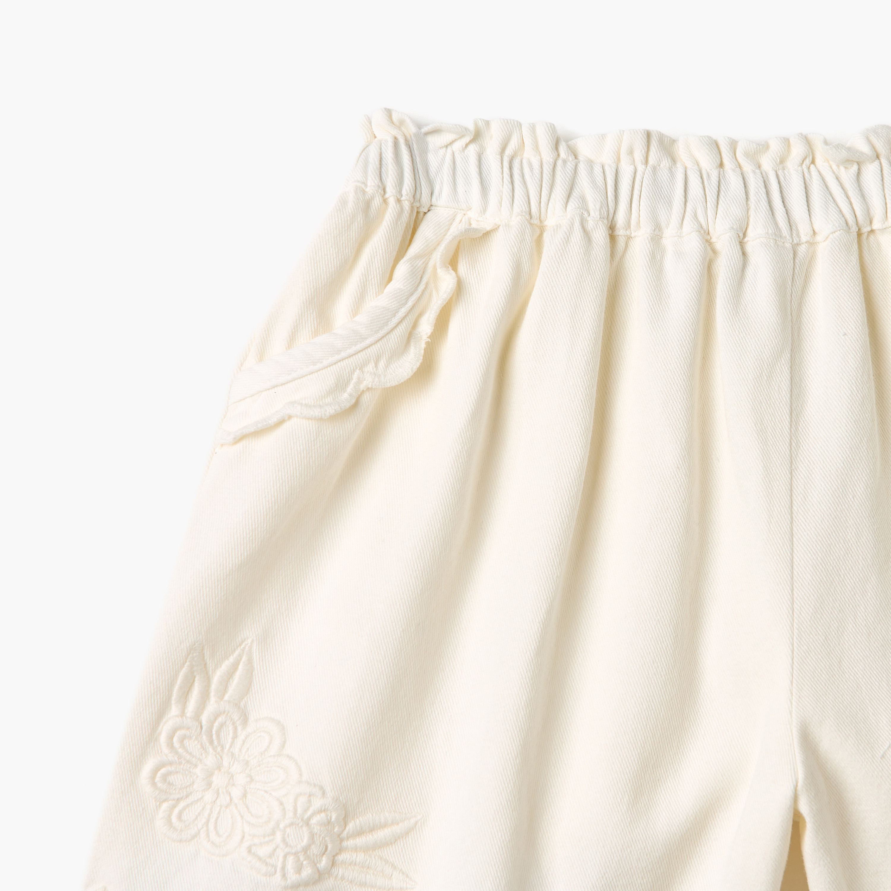 Juniors Floral Embroidered Shorts with Elasticated Waist-baby-girls-clothing-bottoms-shorts-image-3