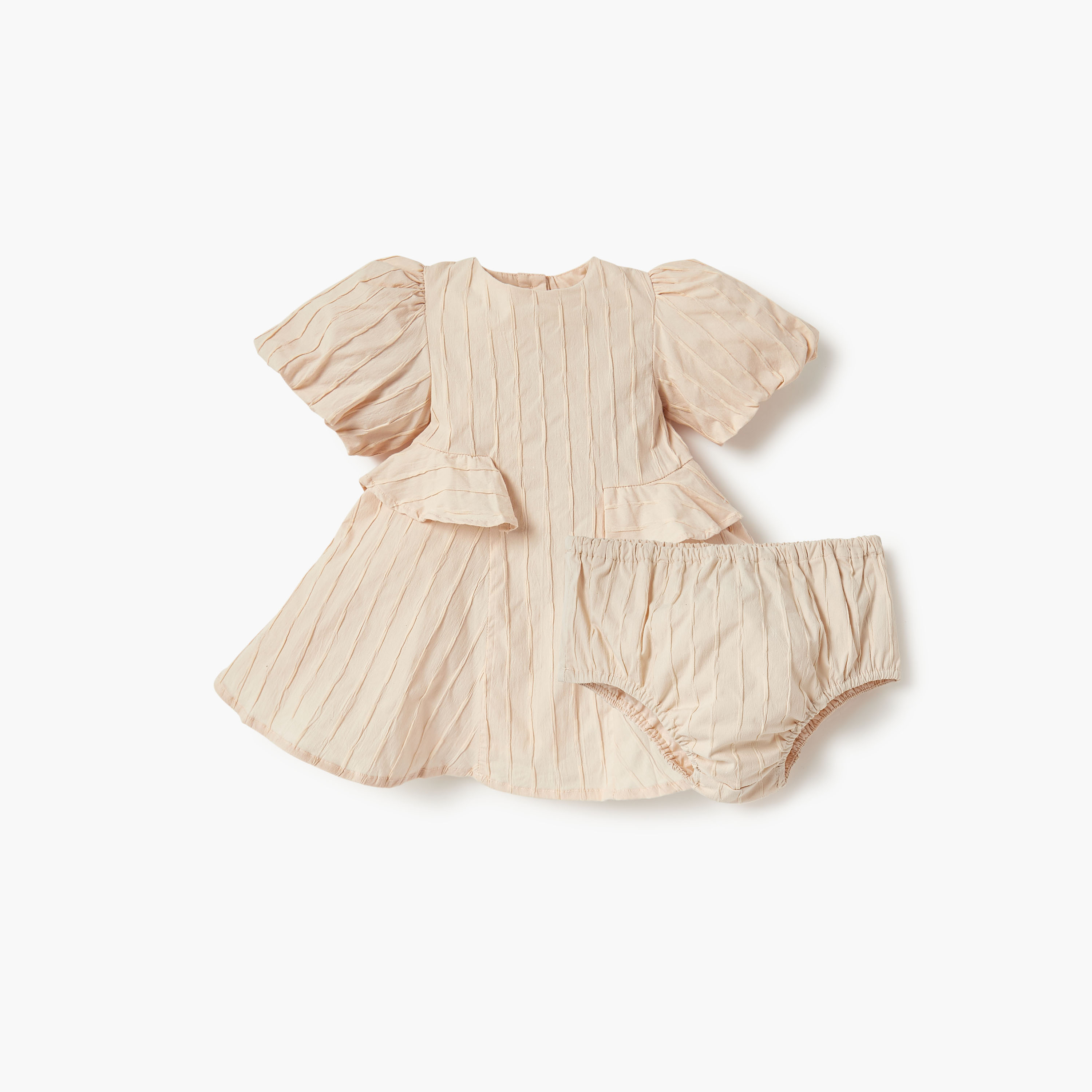 Juniors Textured Short Sleeves Dress with Bloomers-baby-girls-clothing-dressesandjumpsuits-image-1