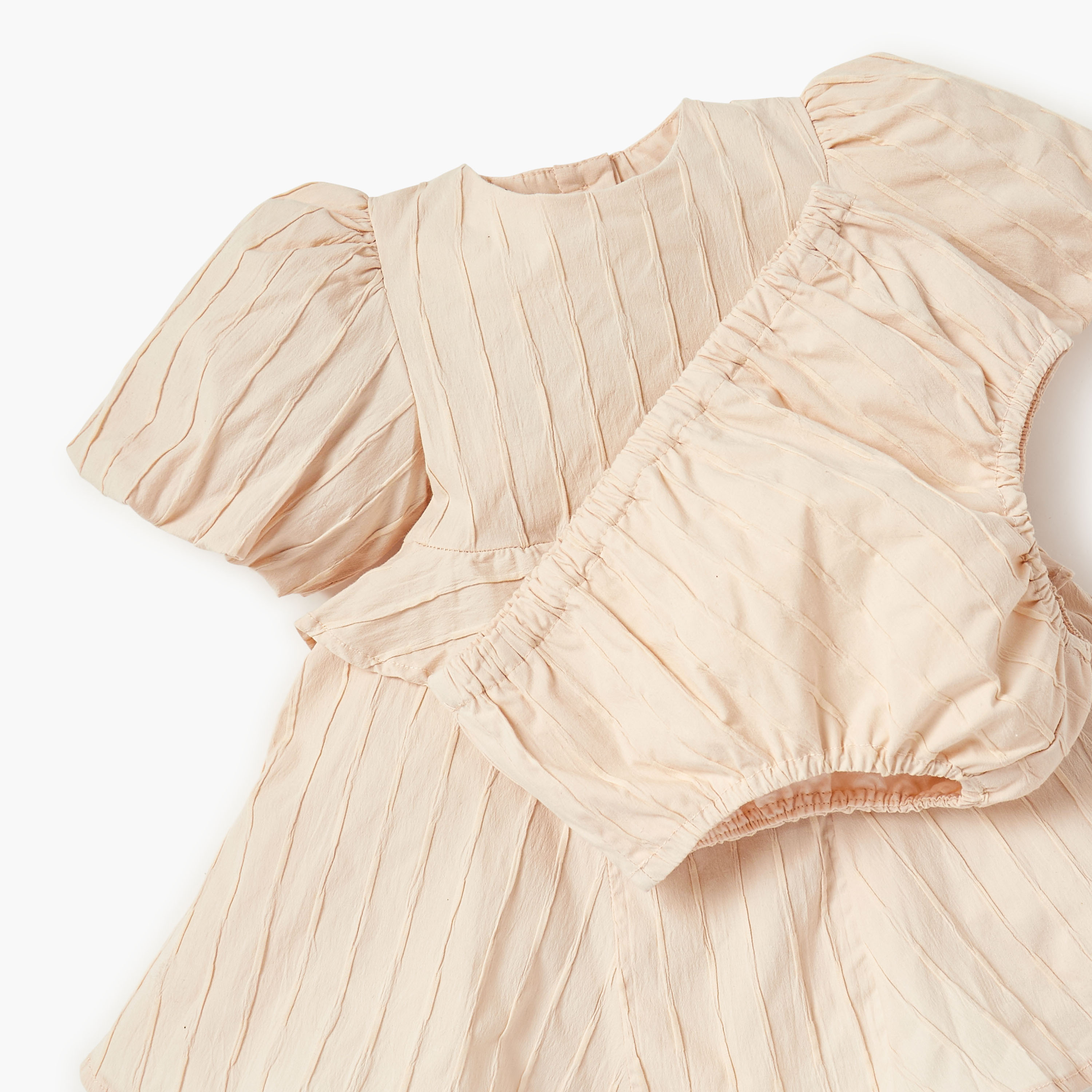 Juniors Textured Short Sleeves Dress with Bloomers-baby-girls-clothing-dressesandjumpsuits-image-4