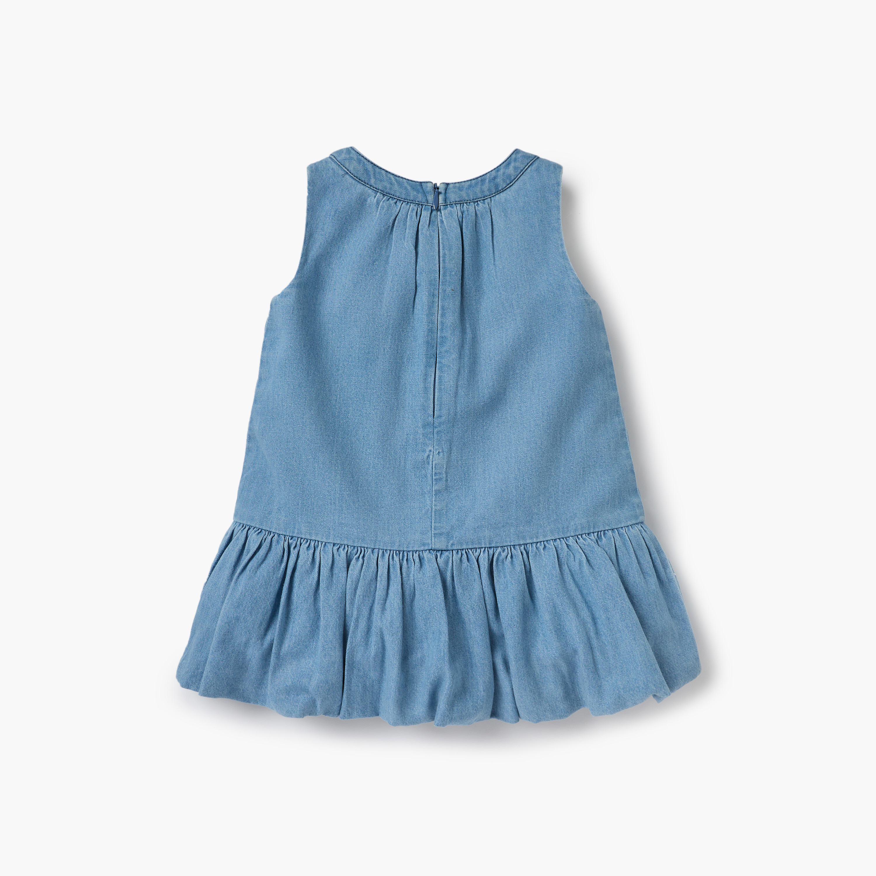 Juniors Floral Applique Sleeveless Denim Dress with Headband-baby-girls-clothing-dressesandjumpsuits-image-4