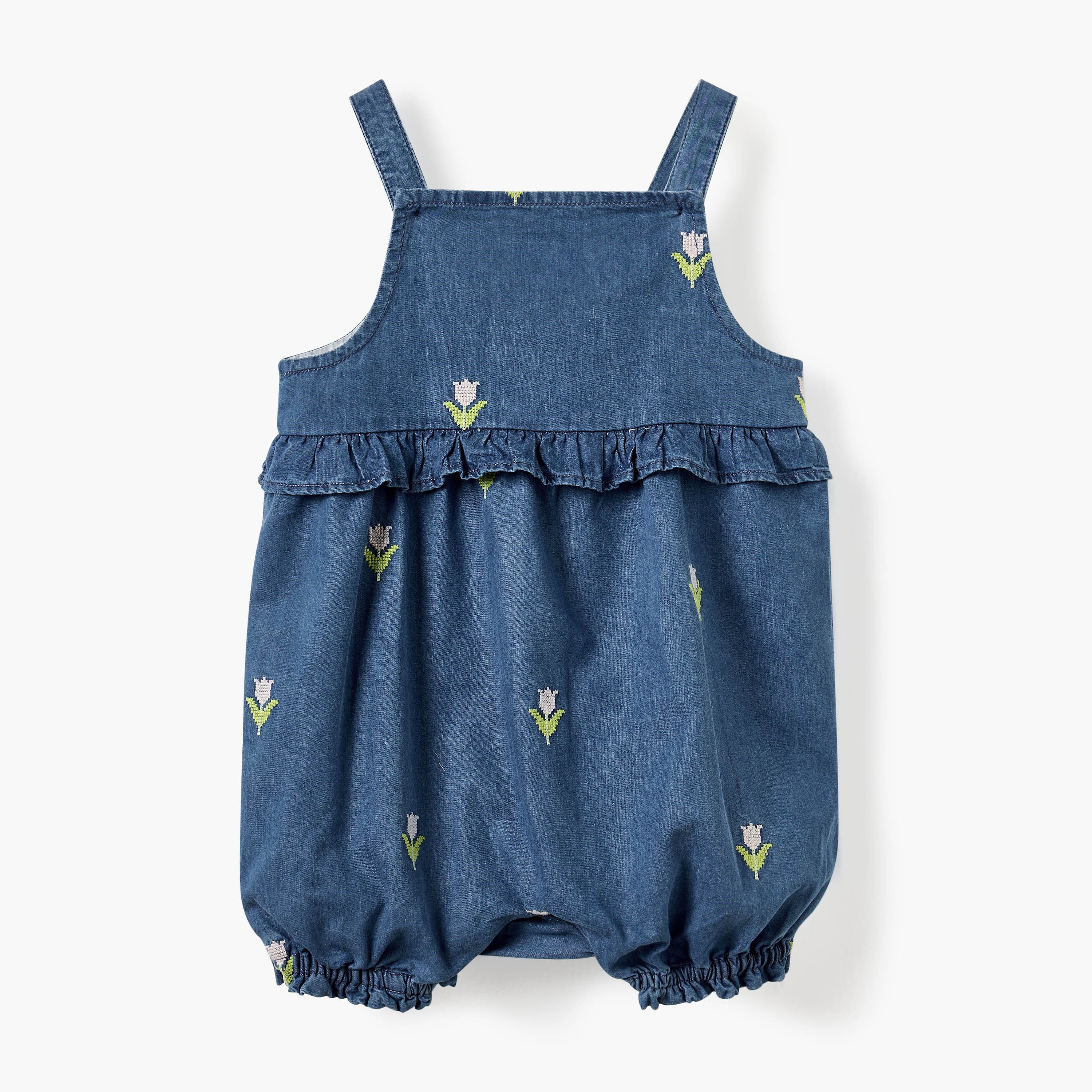 Juniors Textured Top and Embroidered Dungaree Set-baby-girls-clothing-setsandcoords-image-3