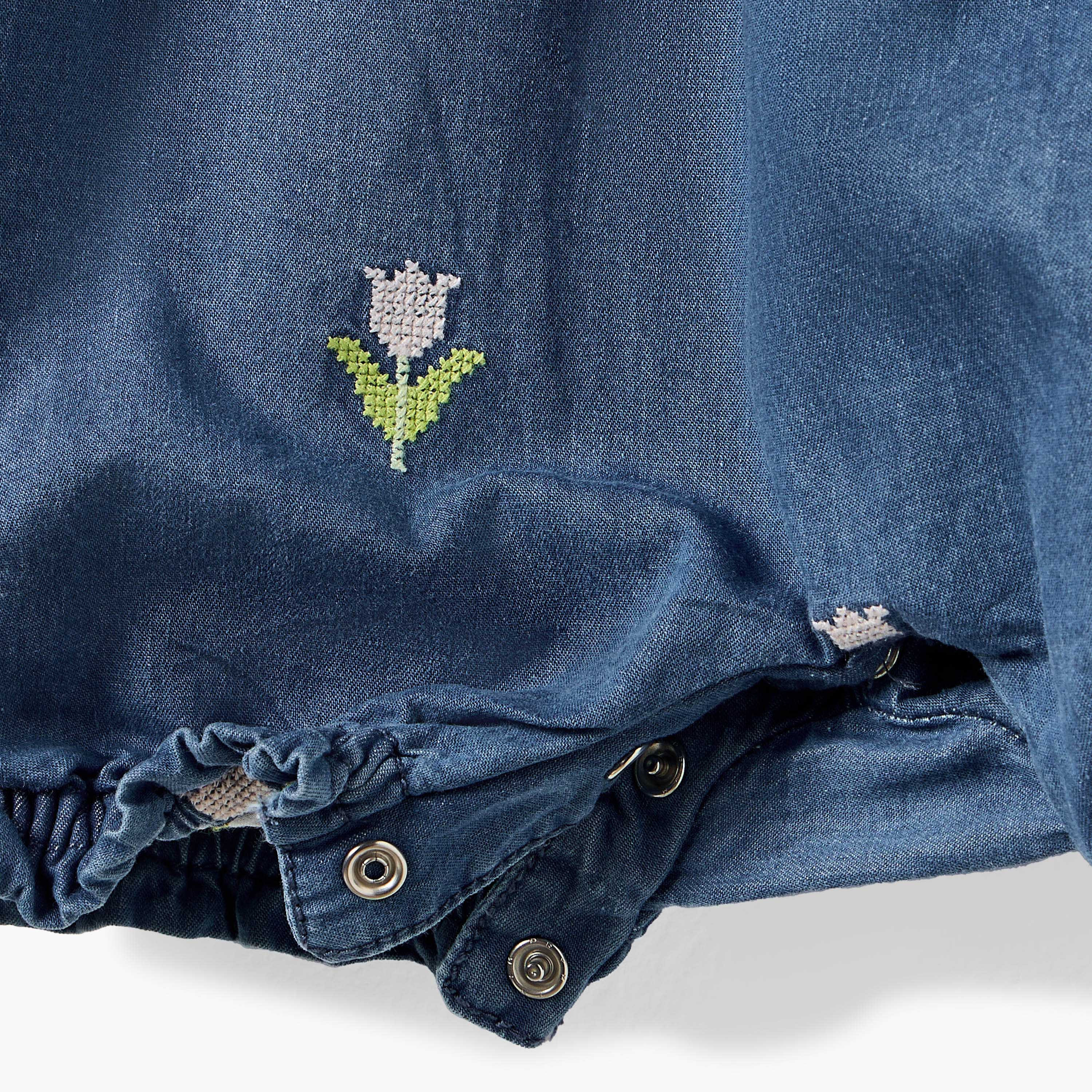 Juniors Textured Top and Embroidered Dungaree Set-baby-girls-clothing-setsandcoords-image-6