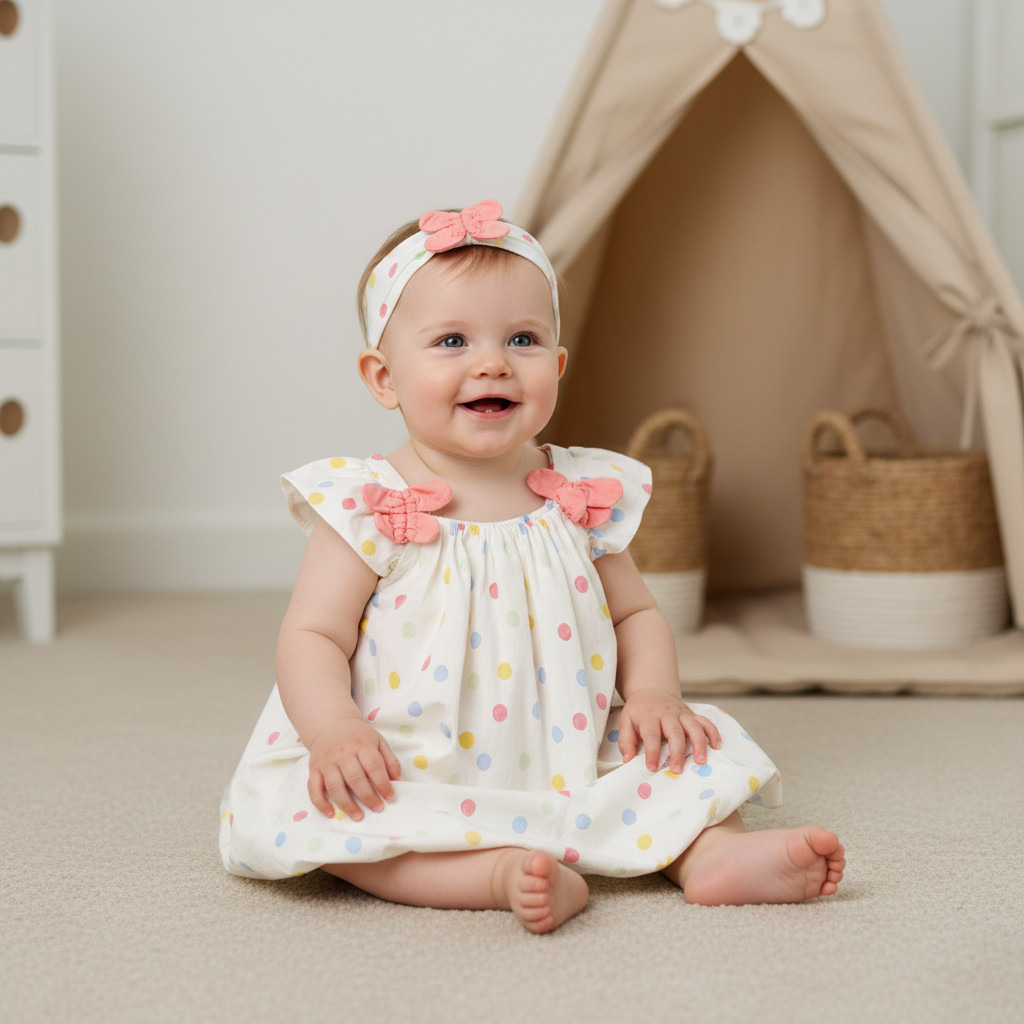 Juniors Polka Dot Print Cap Sleeves Dress with Headband-baby-girls-clothing-dressesandjumpsuits-image-7