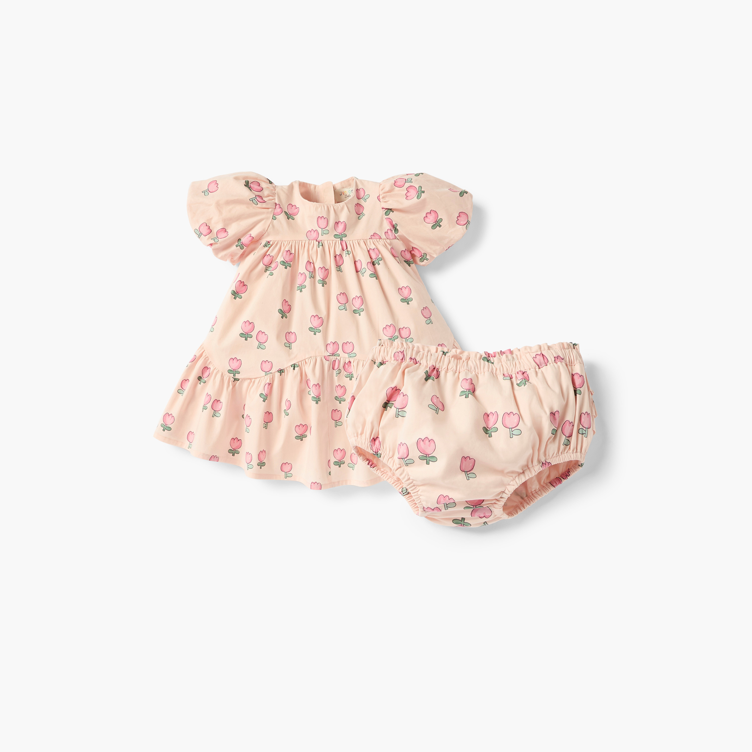فستان بطبعات زهرية مع سروال بلومر من جونيورز-baby-girls-clothing-dressesandjumpsuits-image-1