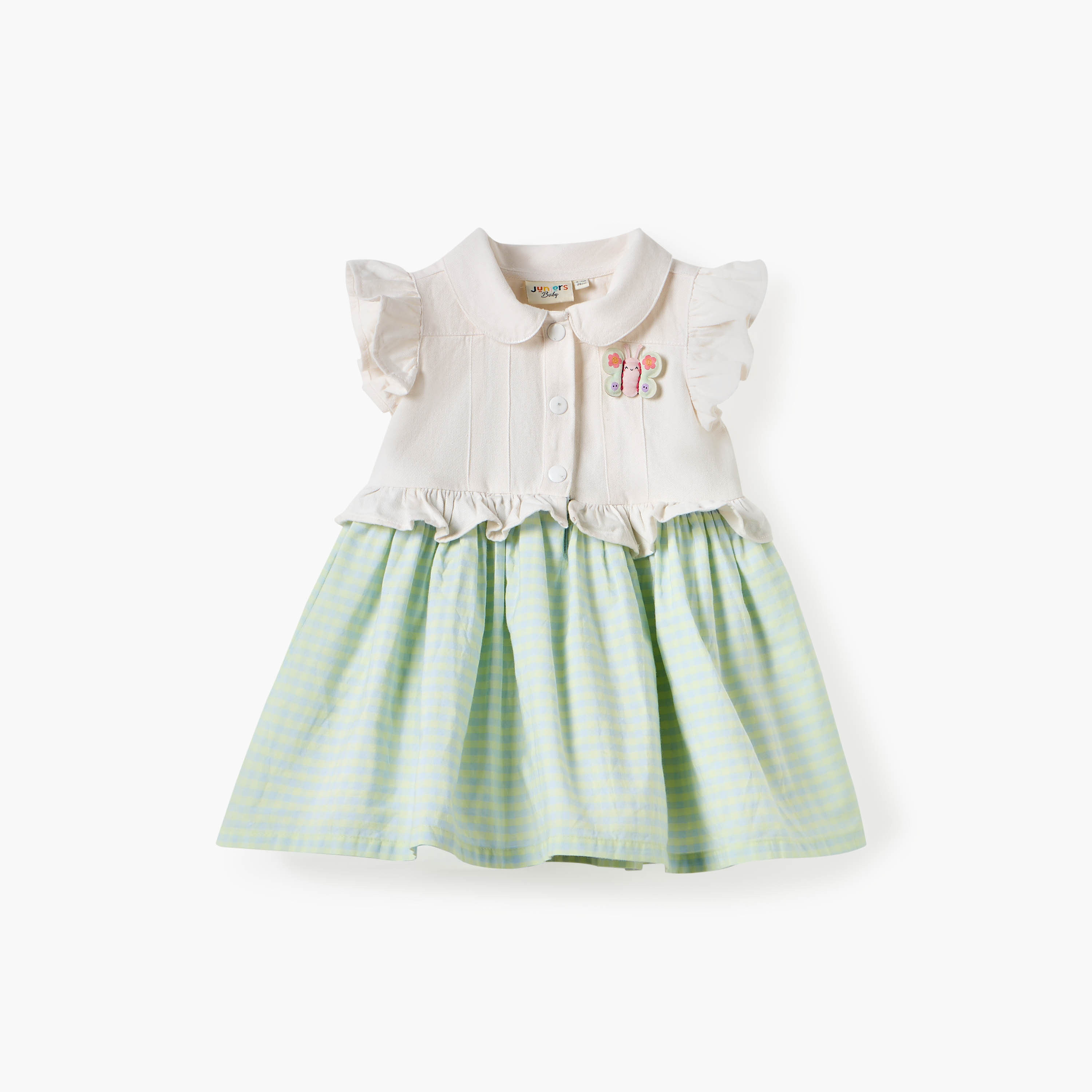 فستان بتفاصيل كشكش وزخارف فراشة وربطة رأس من جونيورز-baby-girls-clothing-dressesandjumpsuits-image-2