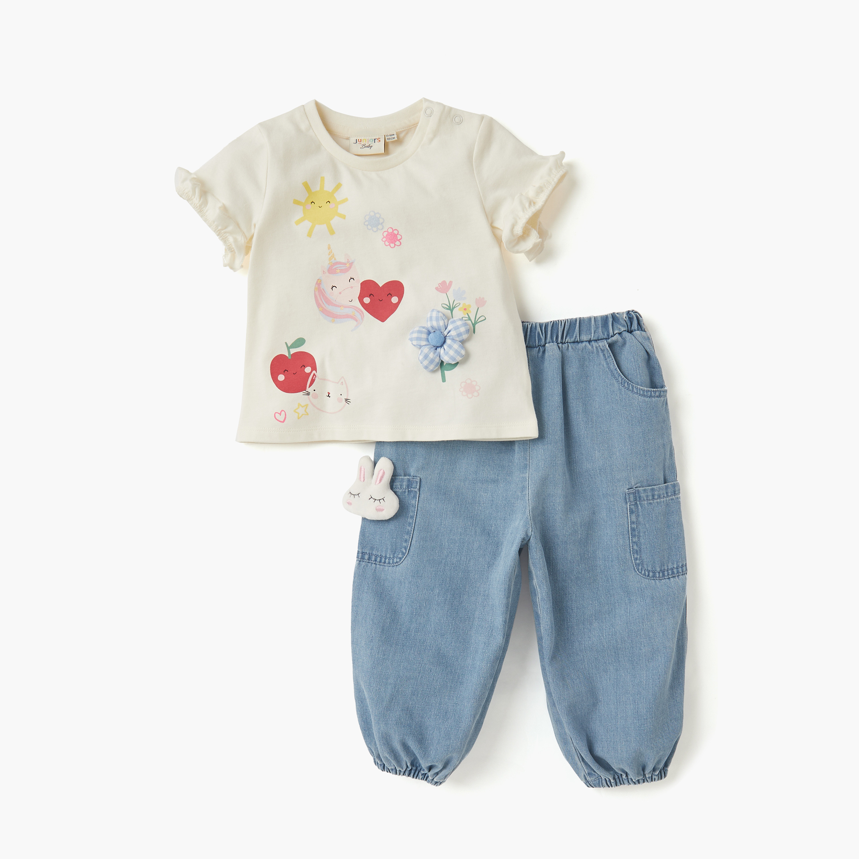 Juniors Printed T-shirt and Pants Set-baby-girls-clothing-setsandcoords-image-1