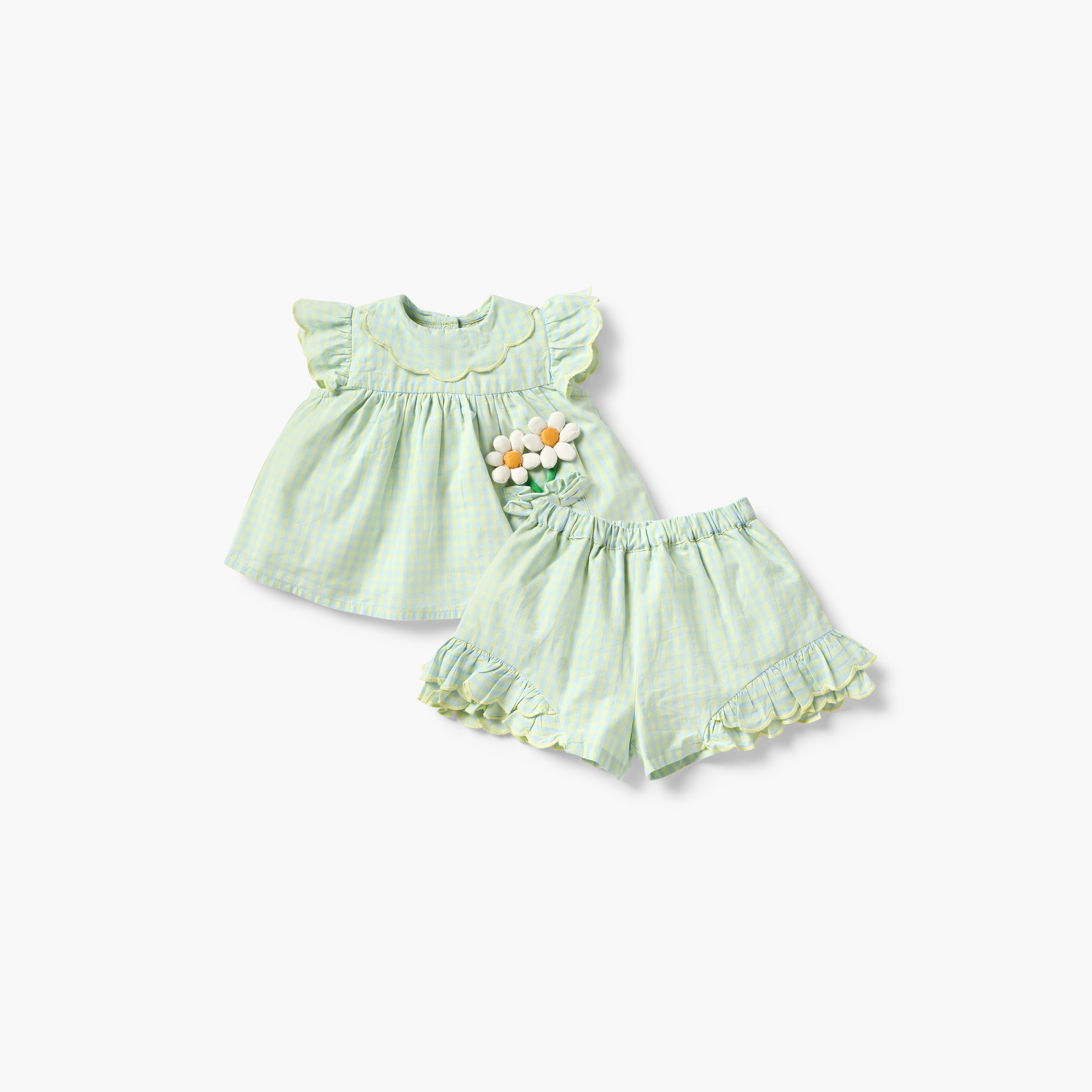 Juniors Checked Top and Shorts Set-baby-girls-clothing-setsandcoords-image-1
