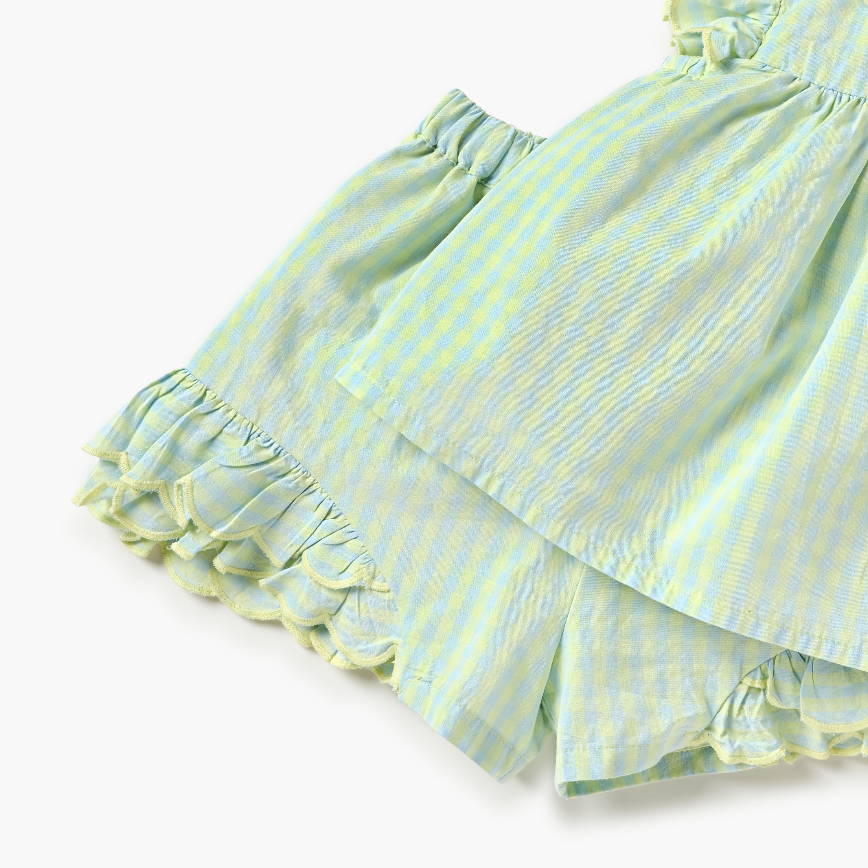 Juniors Checked Top and Shorts Set-baby-girls-clothing-setsandcoords-image-5