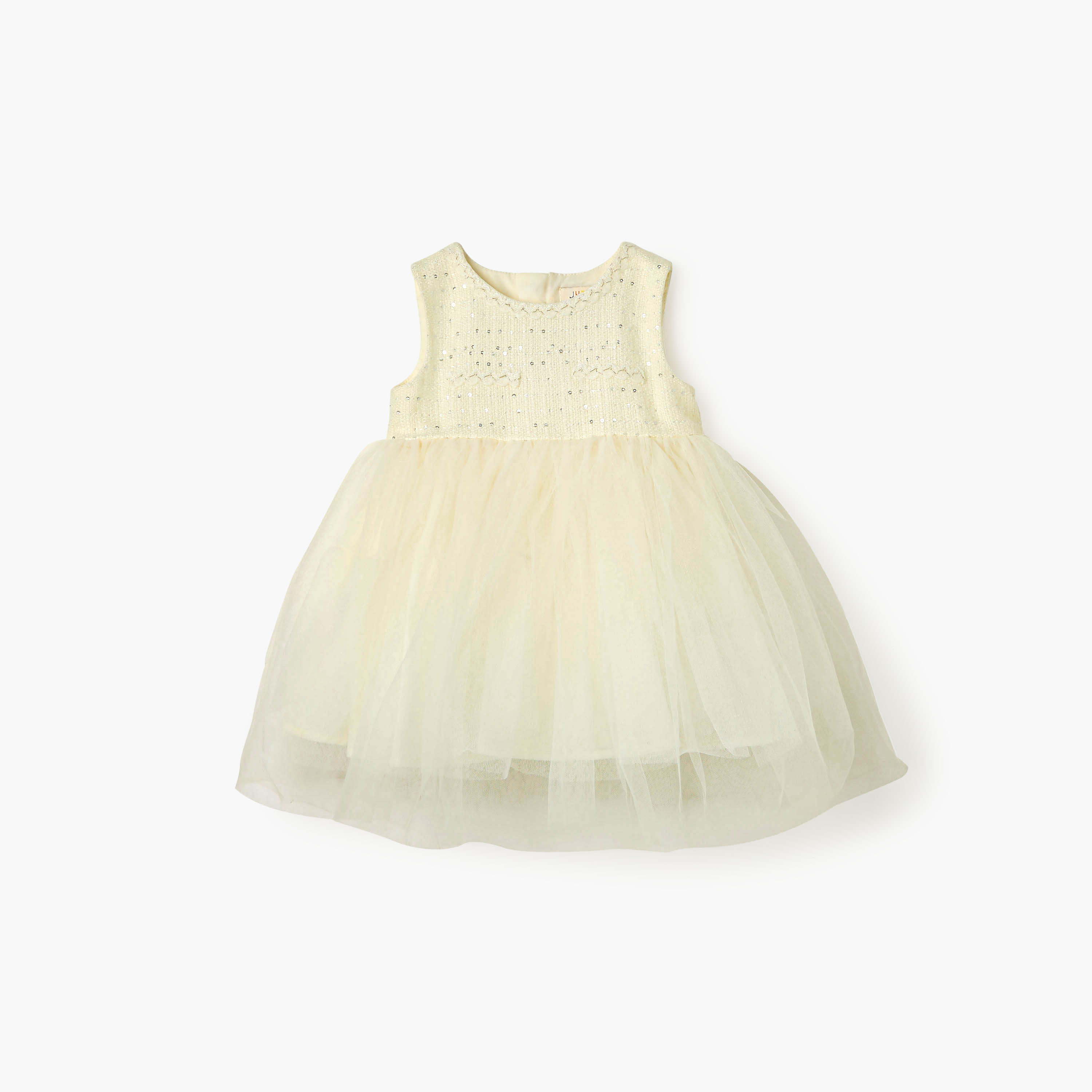 فستان دون أكمام مزين بالترتر بياقة مستديرة من جونيورز-baby-girls-clothing-dressesandjumpsuits-image-1