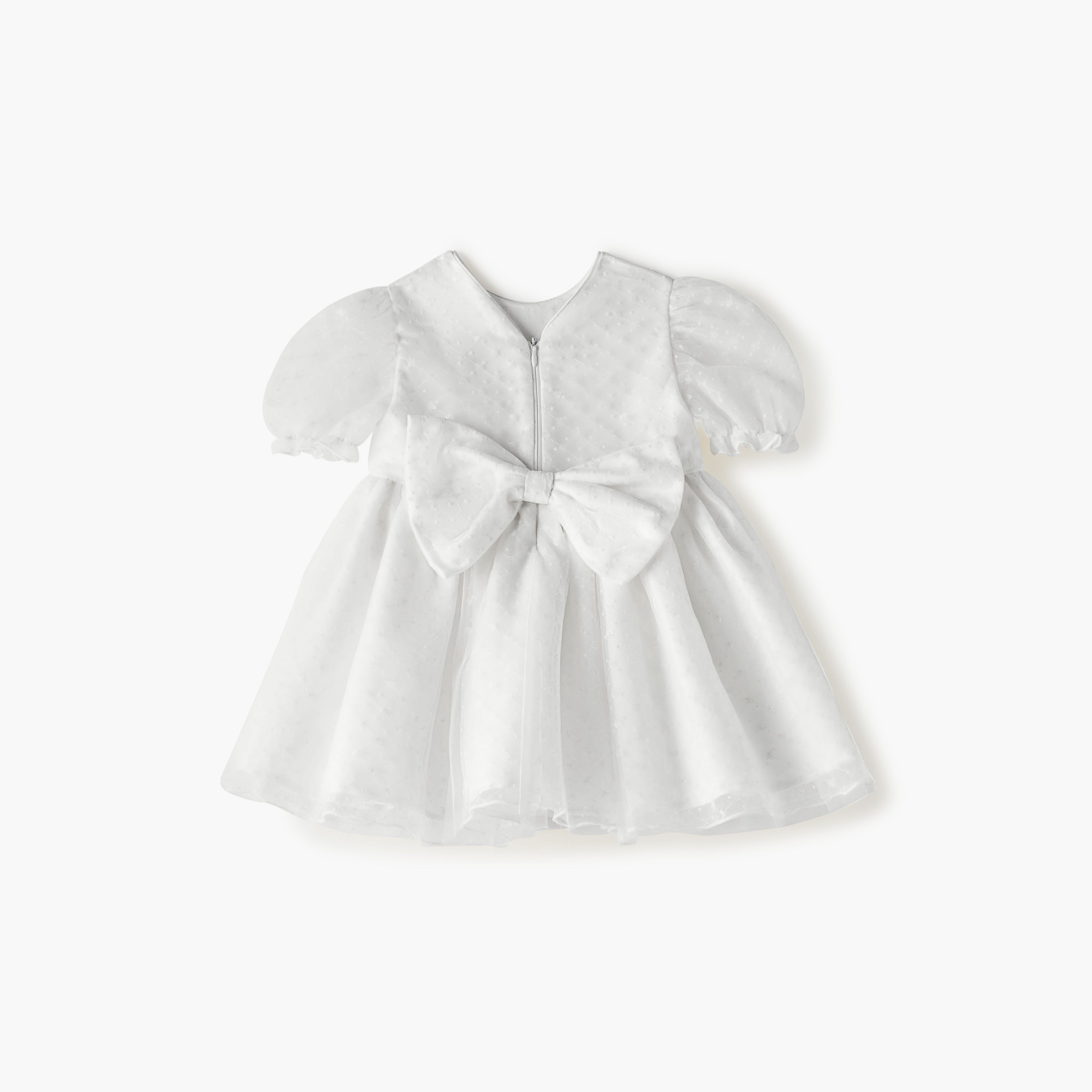 فستان بارز الملمس بياقة مستديرة وأكمام منفوخة من جونيورز-baby-girls-clothing-dressesandjumpsuits-image-4