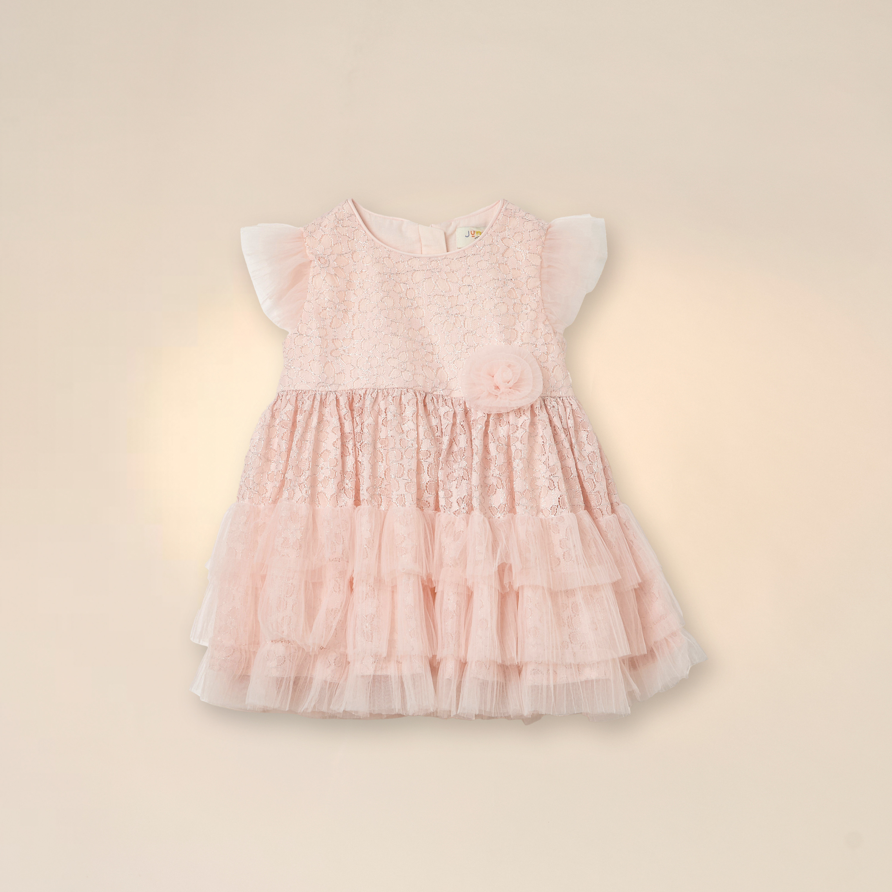 Juniors Floral Applique Lace Dress with Cap Sleeves-baby-girls-clothing-dressesandjumpsuits-image-1