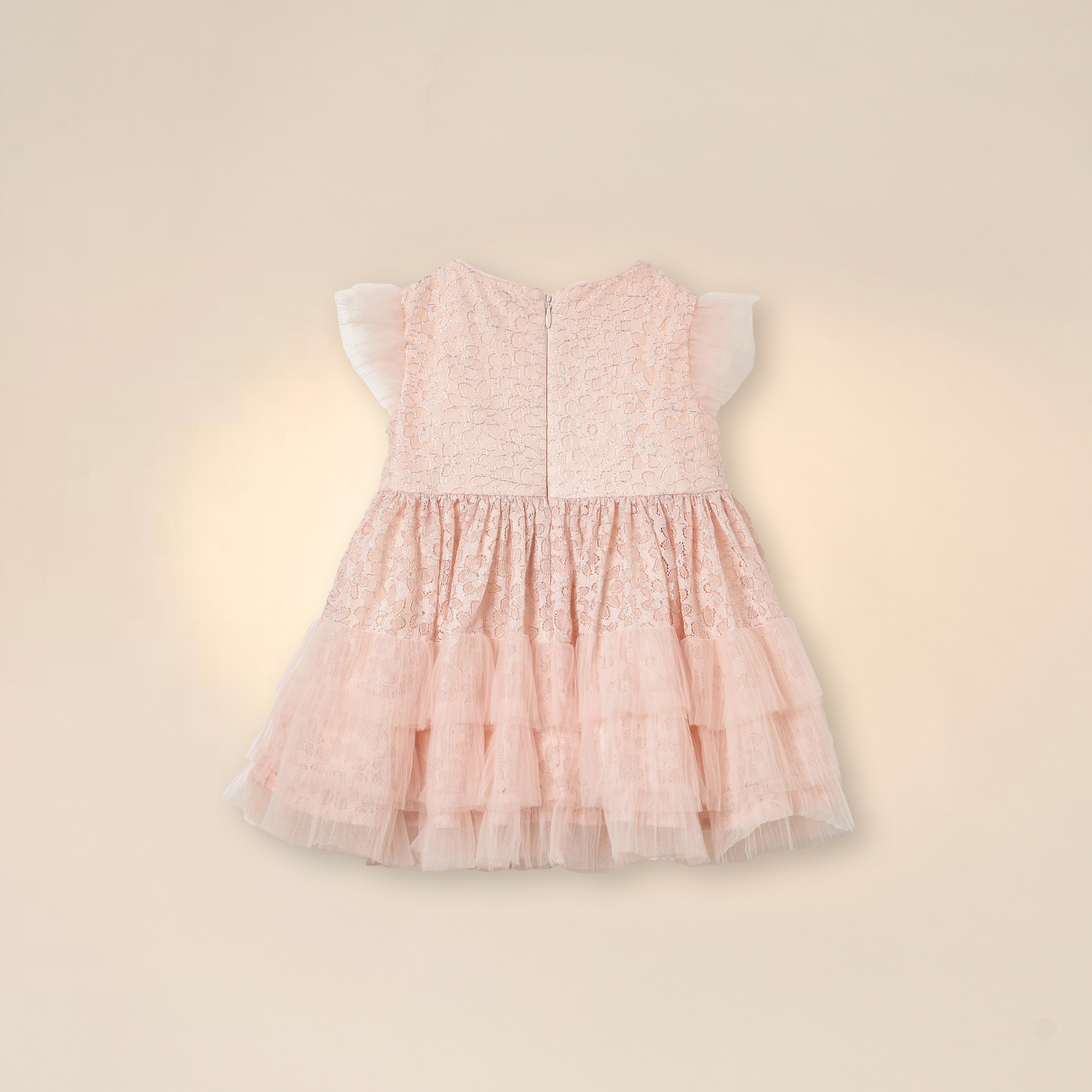 Juniors Floral Applique Lace Dress with Cap Sleeves-baby-girls-clothing-dressesandjumpsuits-image-2