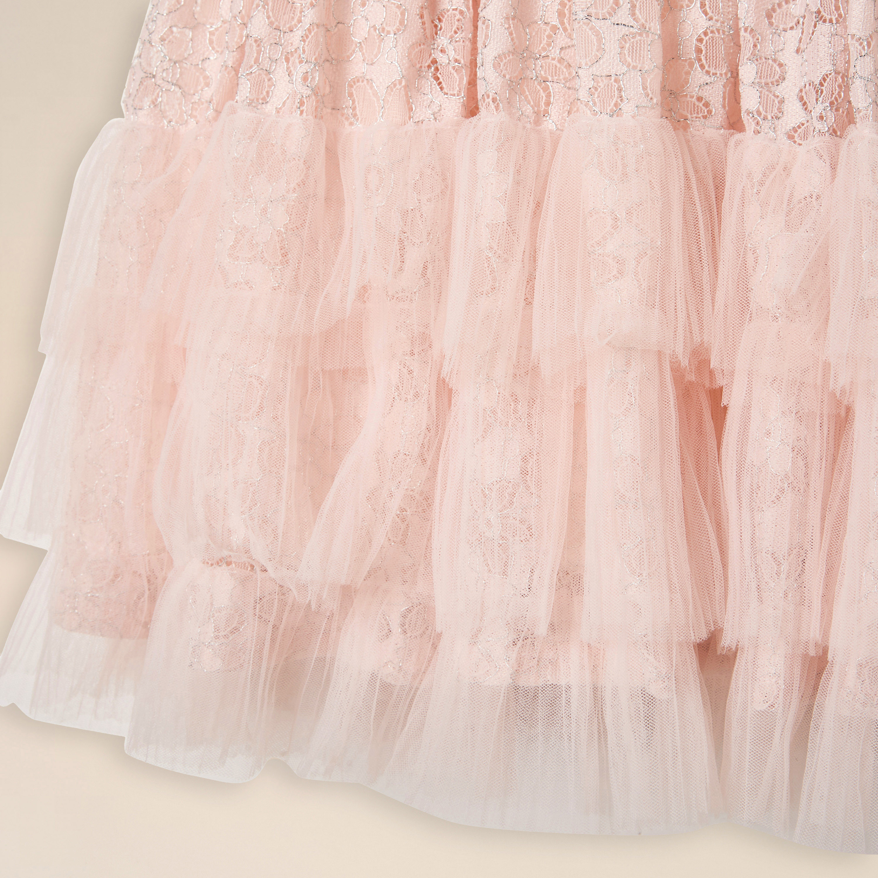 Juniors Floral Applique Lace Dress with Cap Sleeves-baby-girls-clothing-dressesandjumpsuits-image-4