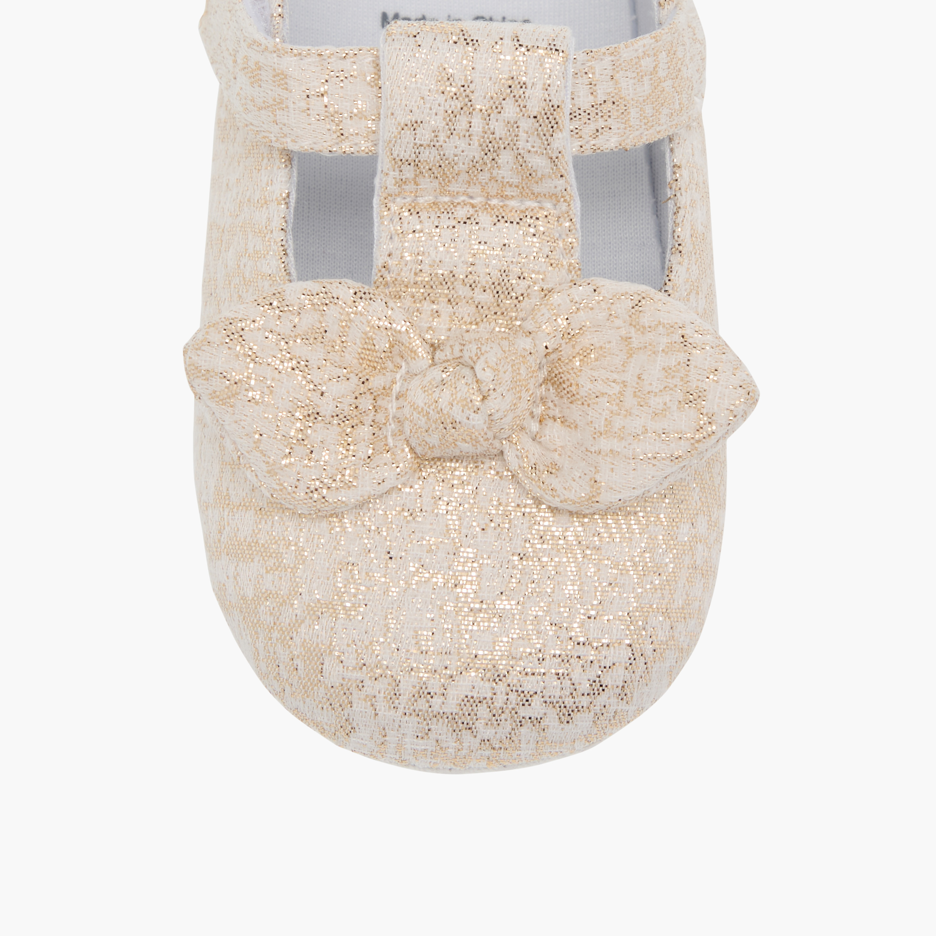 Juniors Metallic Bow Detail Booties with Hook and Loop Closure-baby-girls-shoes-booties-image-4