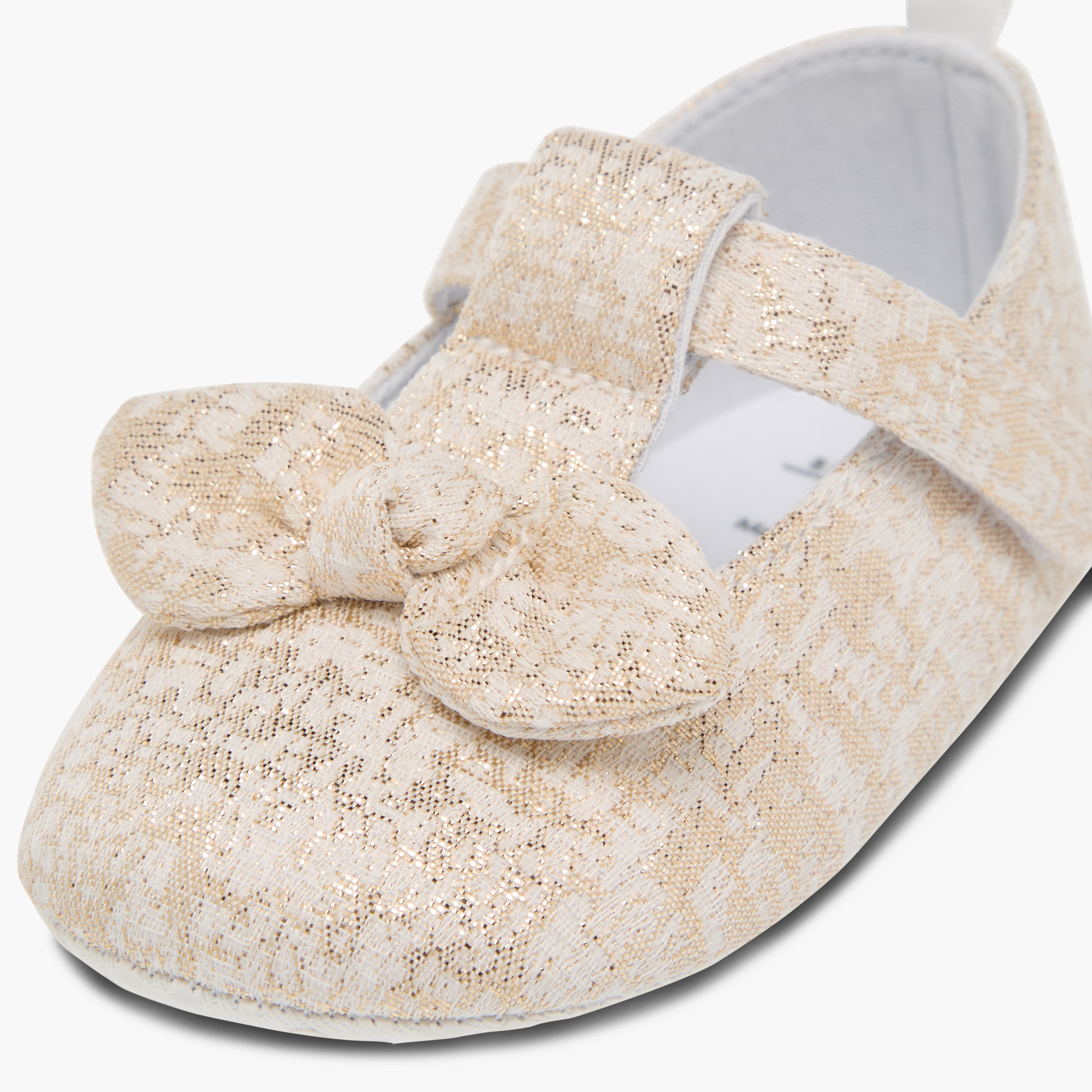 Juniors Metallic Bow Detail Booties with Hook and Loop Closure-baby-girls-shoes-booties-image-6