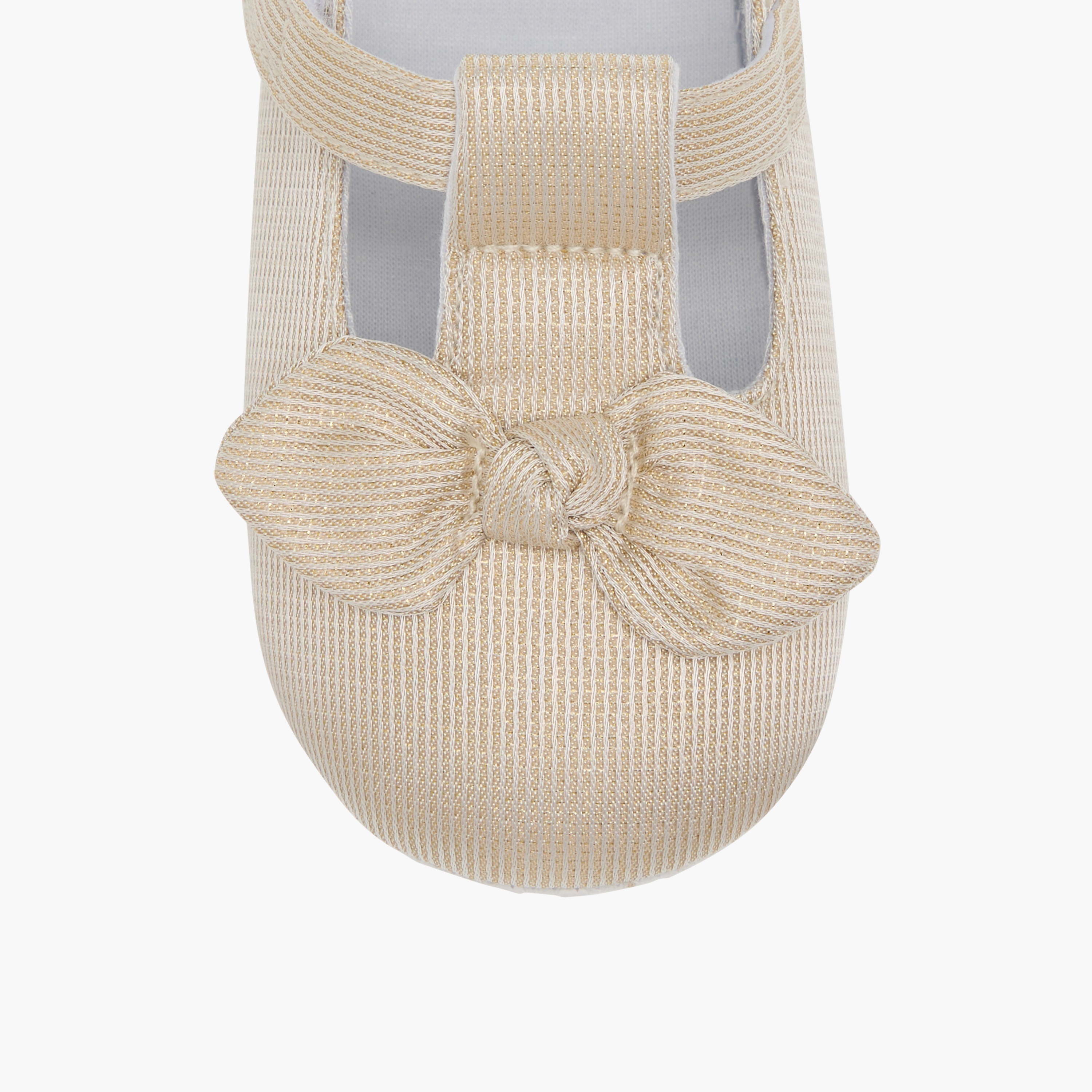 Juniors Textured Bow Applique Booties with Hook and Loop Closure-baby-girls-shoes-booties-image-4