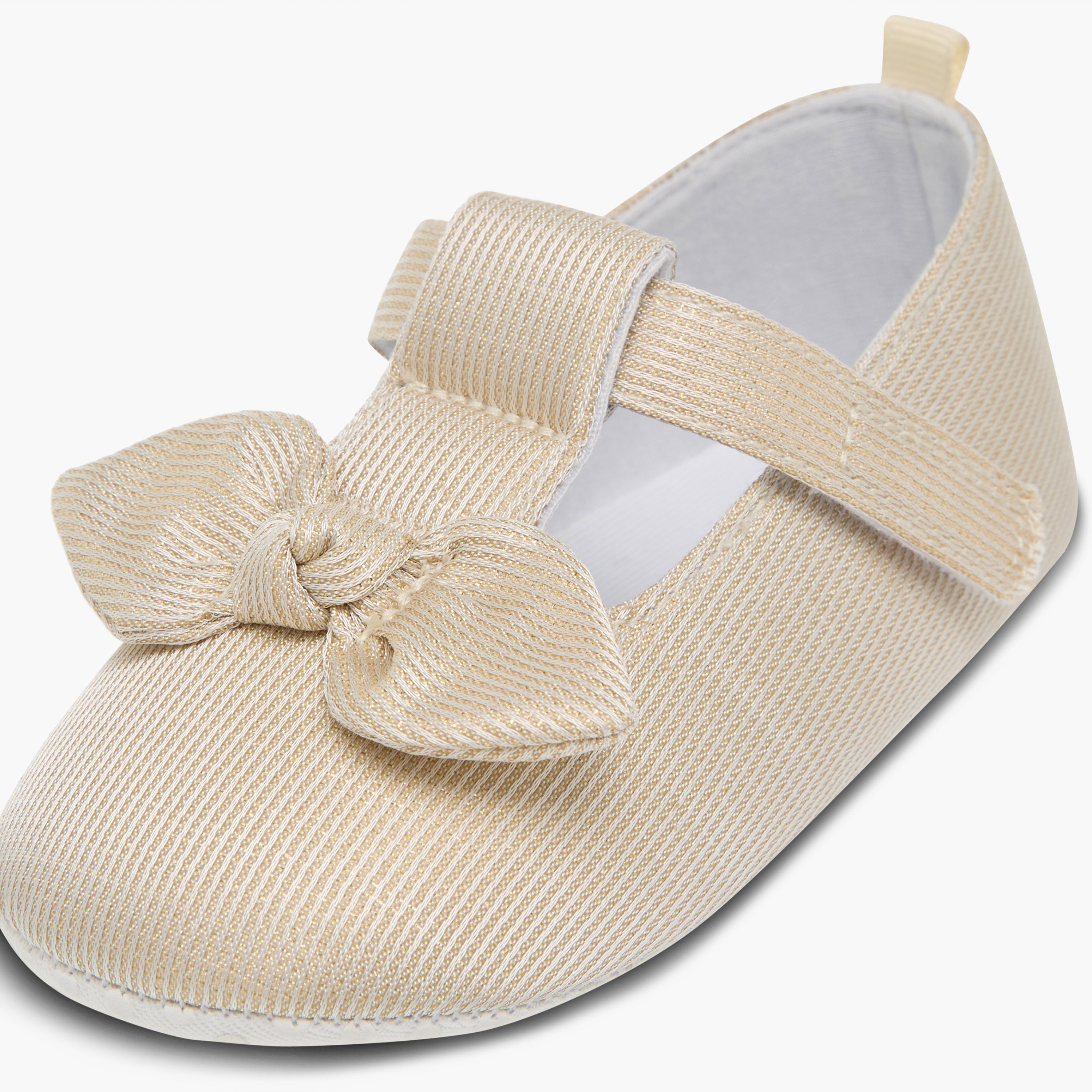 Juniors Textured Bow Applique Booties with Hook and Loop Closure-baby-girls-shoes-booties-image-6
