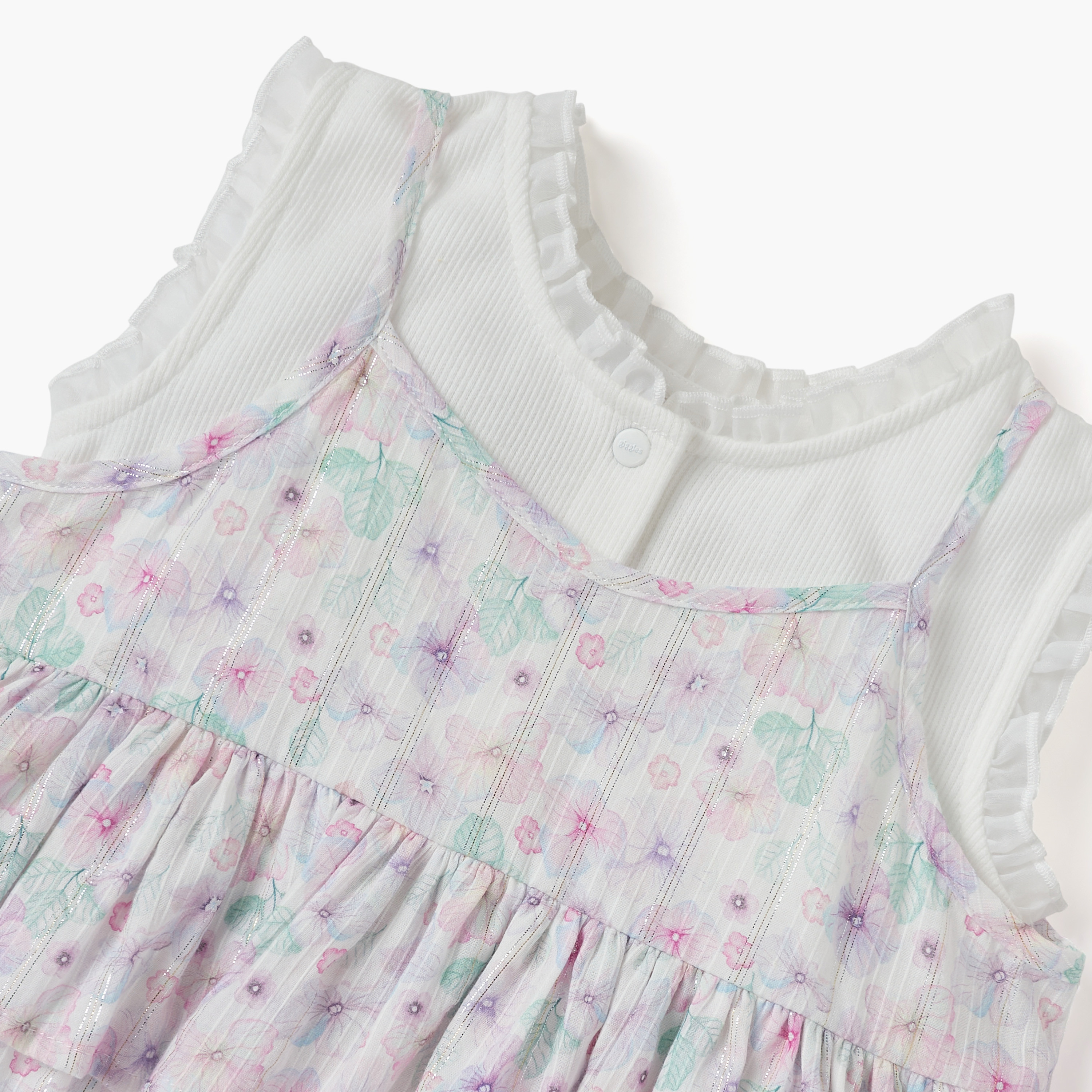 Giggles Floral Print Pinafore and Sleeveless Top Set-baby-girls-clothing-blousesandshirts-image-4