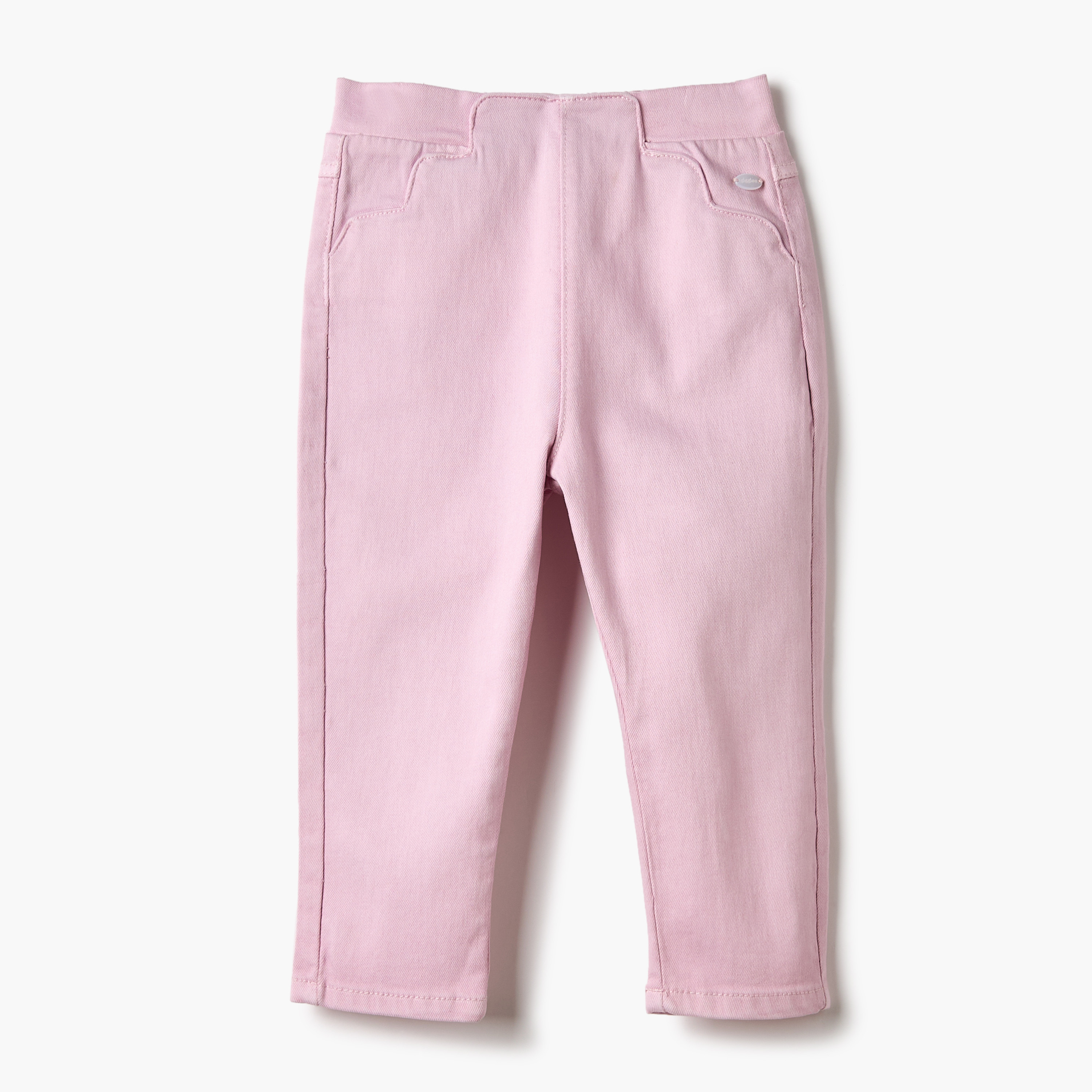 Giggles Embroidered Pants with Semi-Elasticated Waistband and Pockets-baby-girls-clothing-bottoms-trousers-image-1
