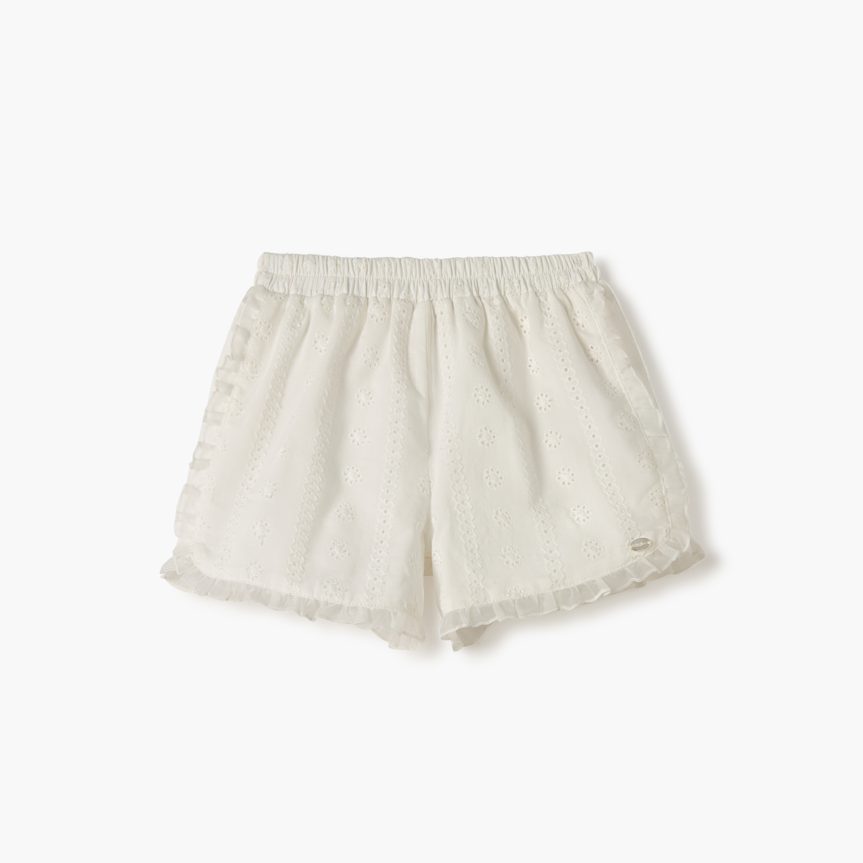 Giggles Schiffli Textured Shorts with Elasticated Waistband-baby-girls-clothing-bottoms-shorts-image-1
