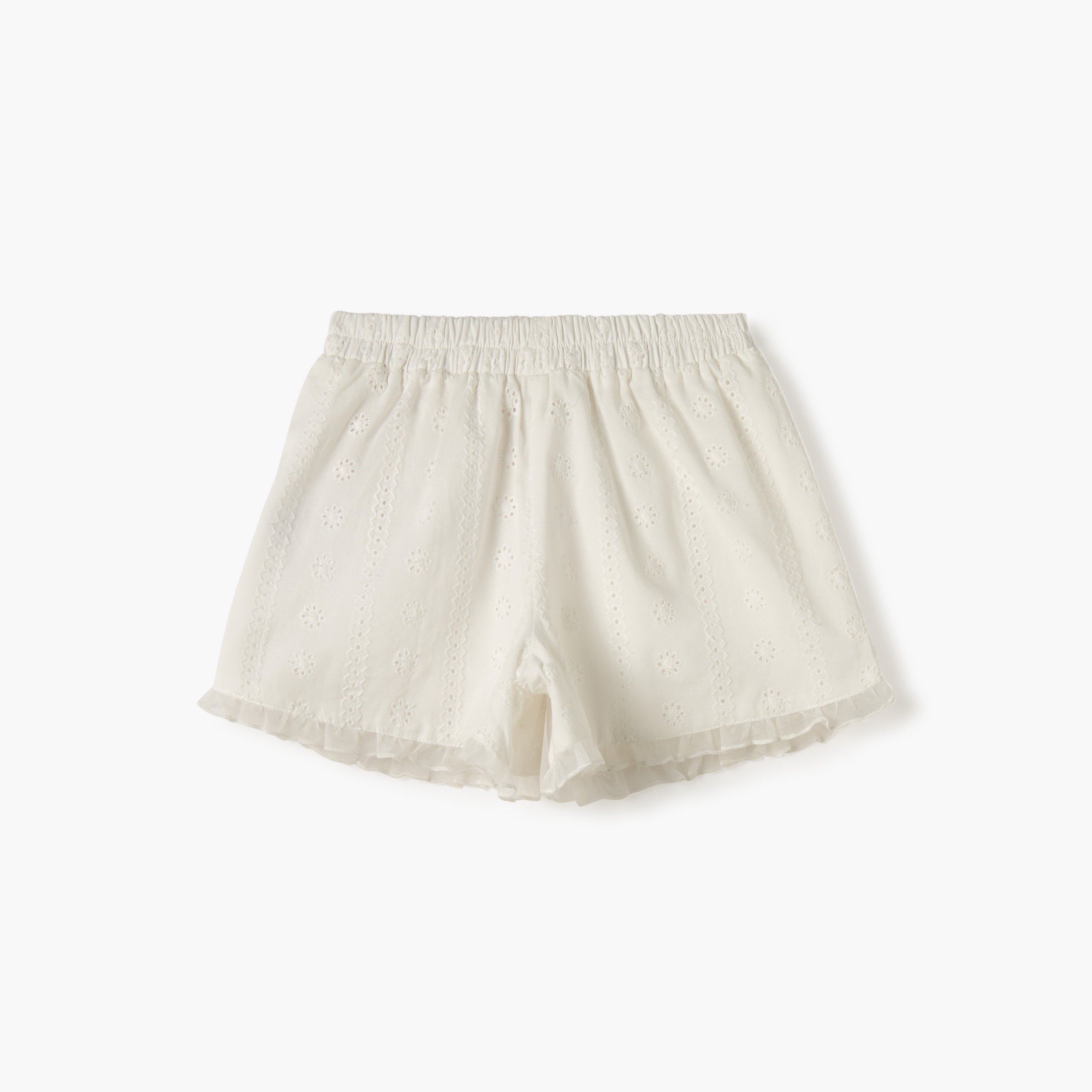 Giggles Schiffli Textured Shorts with Elasticated Waistband-baby-girls-clothing-bottoms-shorts-image-2