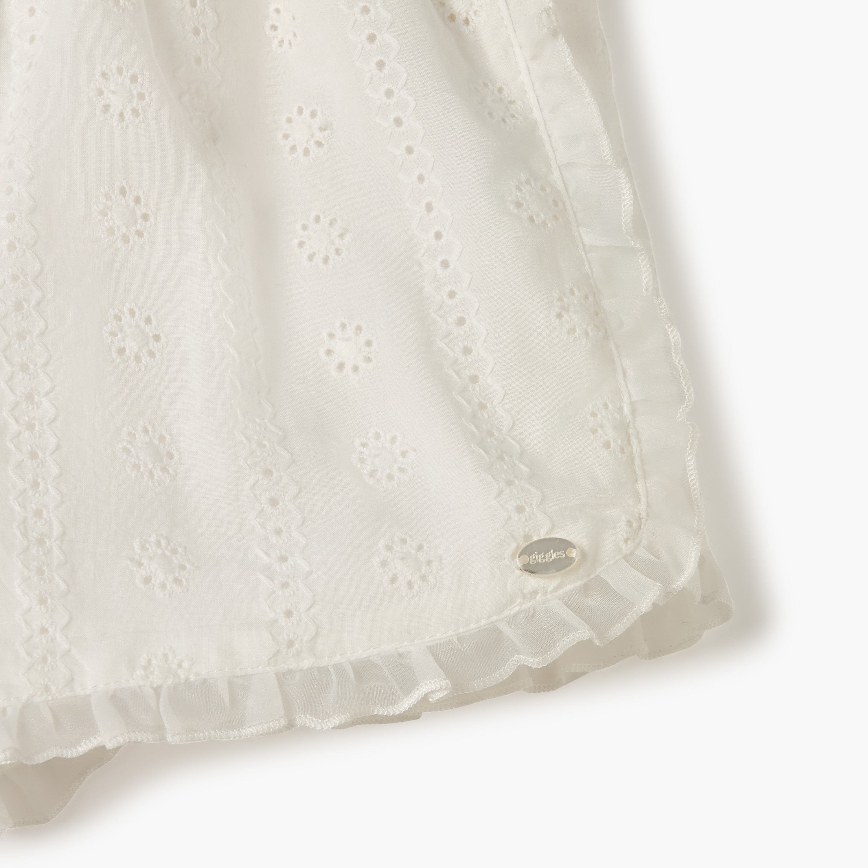 Giggles Schiffli Textured Shorts with Elasticated Waistband-baby-girls-clothing-bottoms-shorts-image-3