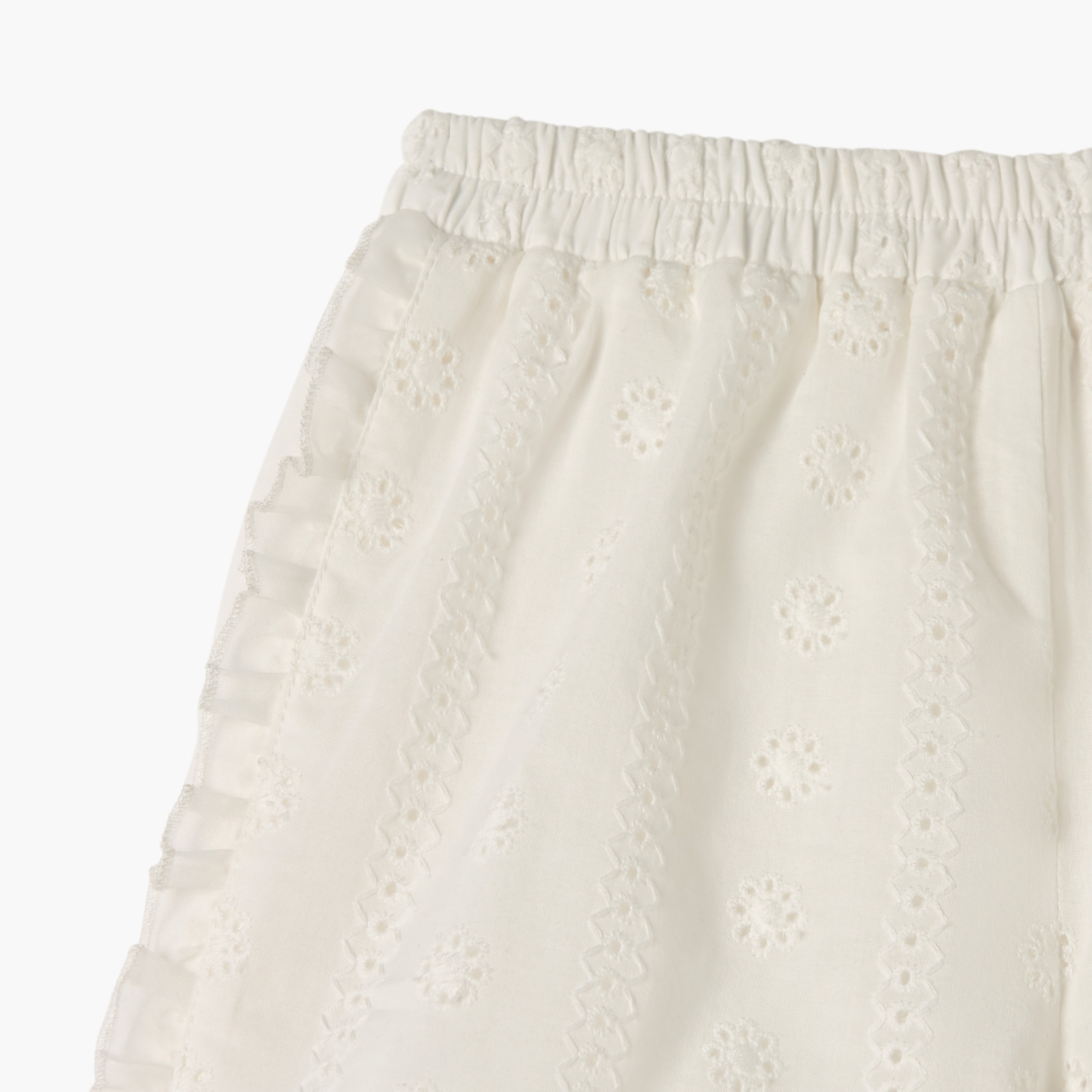 Giggles Schiffli Textured Shorts with Elasticated Waistband-baby-girls-clothing-bottoms-shorts-image-4