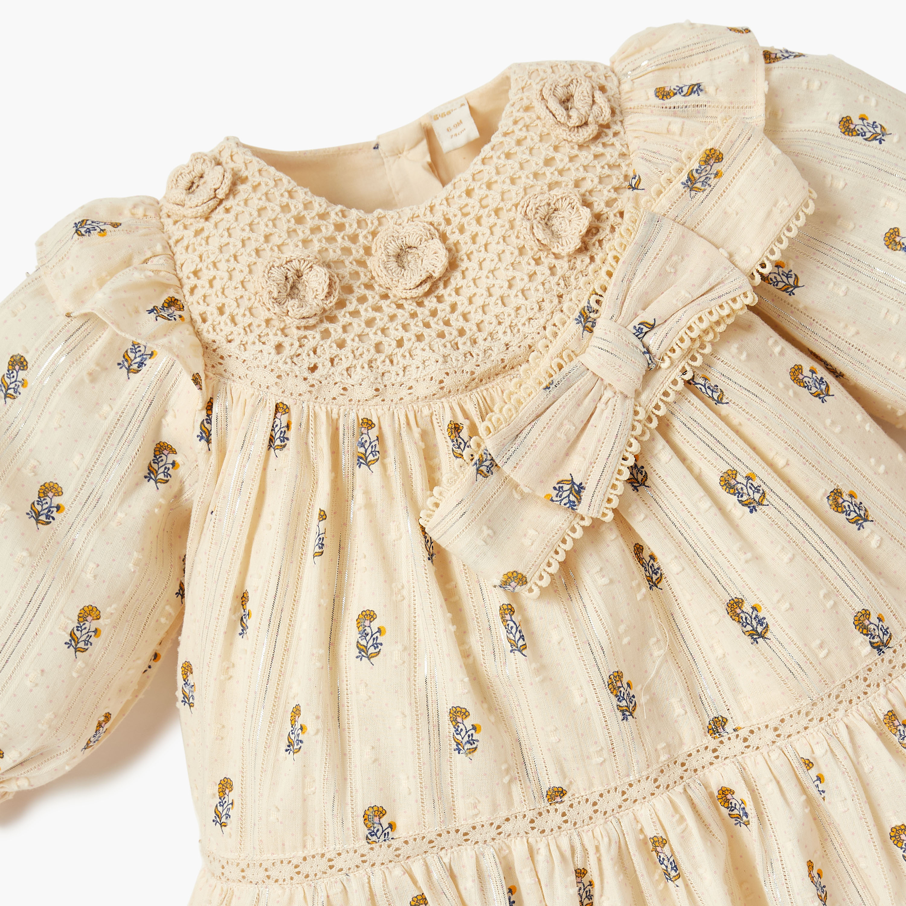 فستان بطبعات أزهار وأكمام منفوخة مع شريطة شعر من جيجلز-baby-girls-clothing-dressesandjumpsuits-image-3