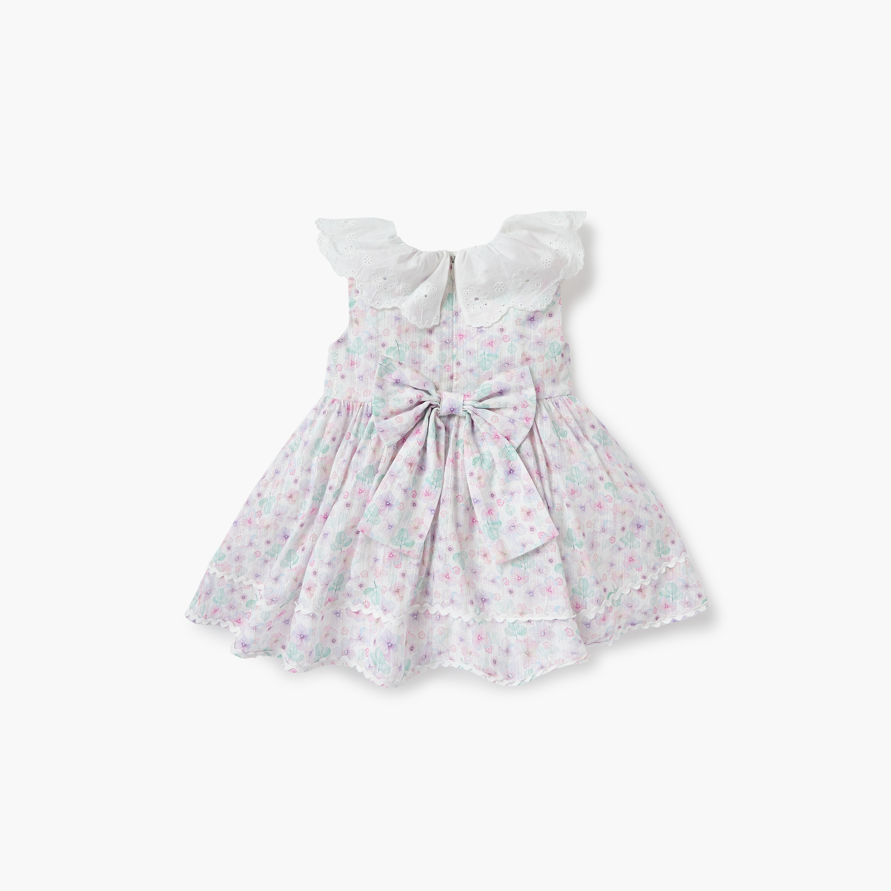 Giggles Floral Print Sleeveless Dress with Collar and Headband Set-baby-girls-clothing-dressesandjumpsuits-image-4