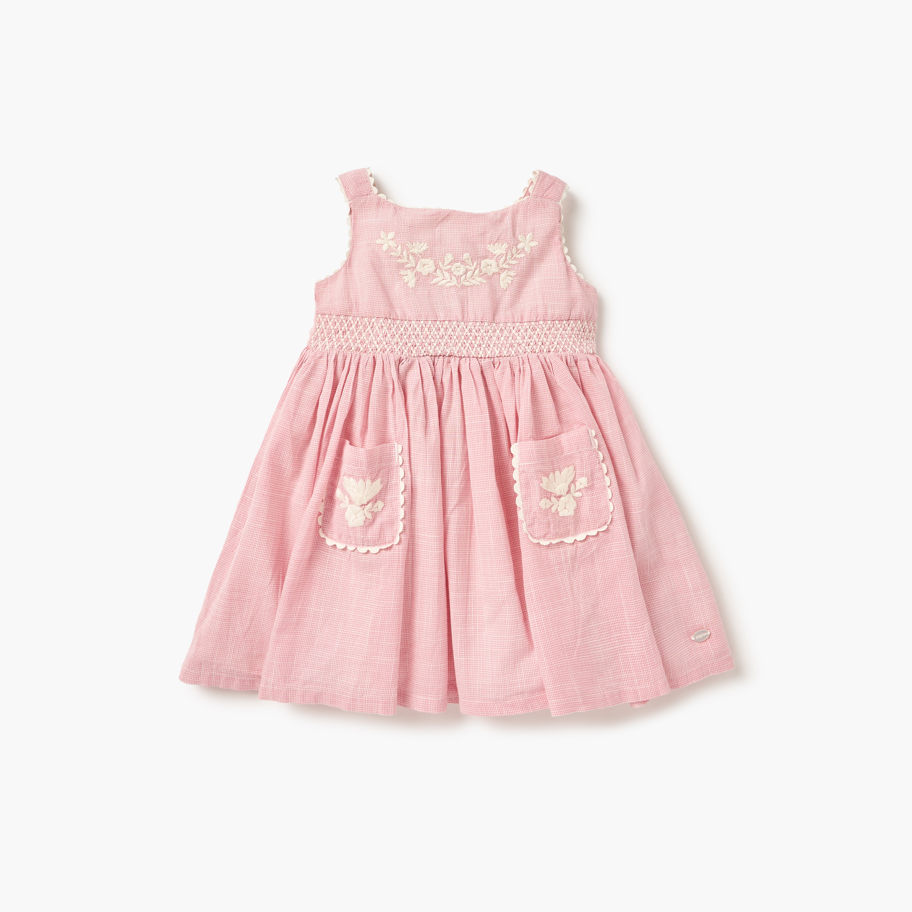 Giggles Floral Embroidered Sleeveless Dress with Zip Closure and Hairband-baby-girls-clothing-dressesandjumpsuits-image-1