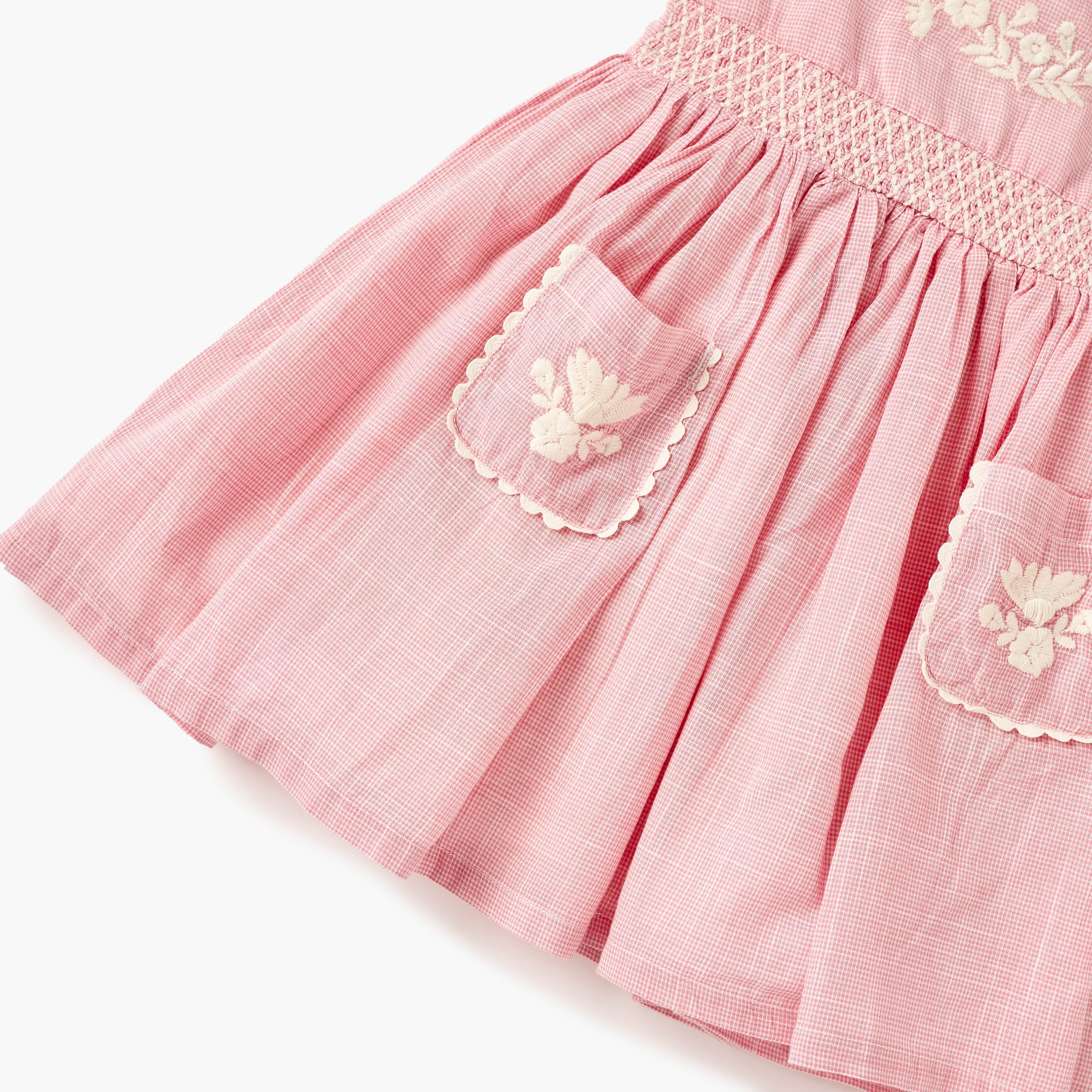 Giggles Floral Embroidered Sleeveless Dress with Zip Closure and Hairband-baby-girls-clothing-dressesandjumpsuits-image-3