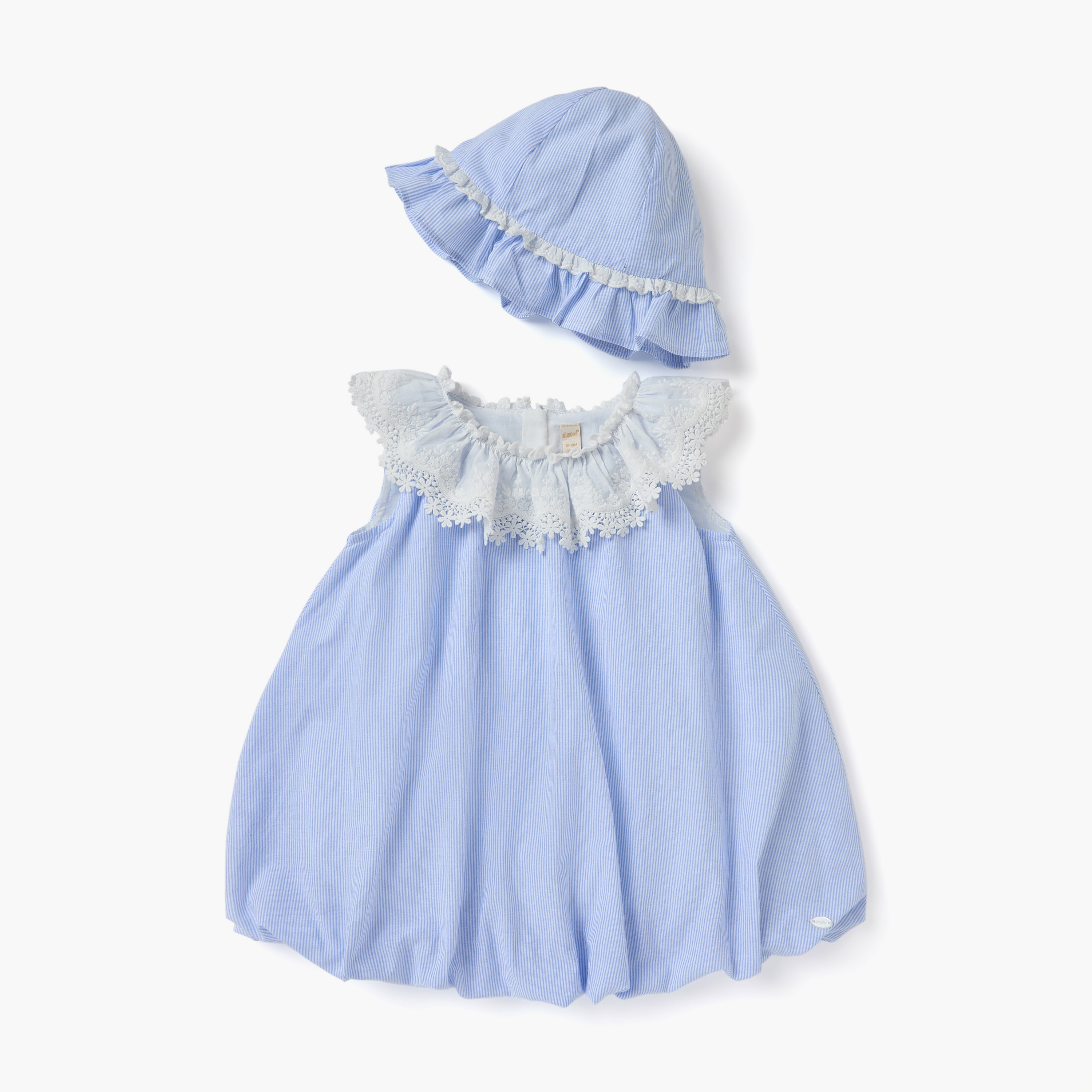 فستان مخطط دون أكمام مع قبعة بيني من جونيورز-baby-girls-clothing-dressesandjumpsuits-image-1