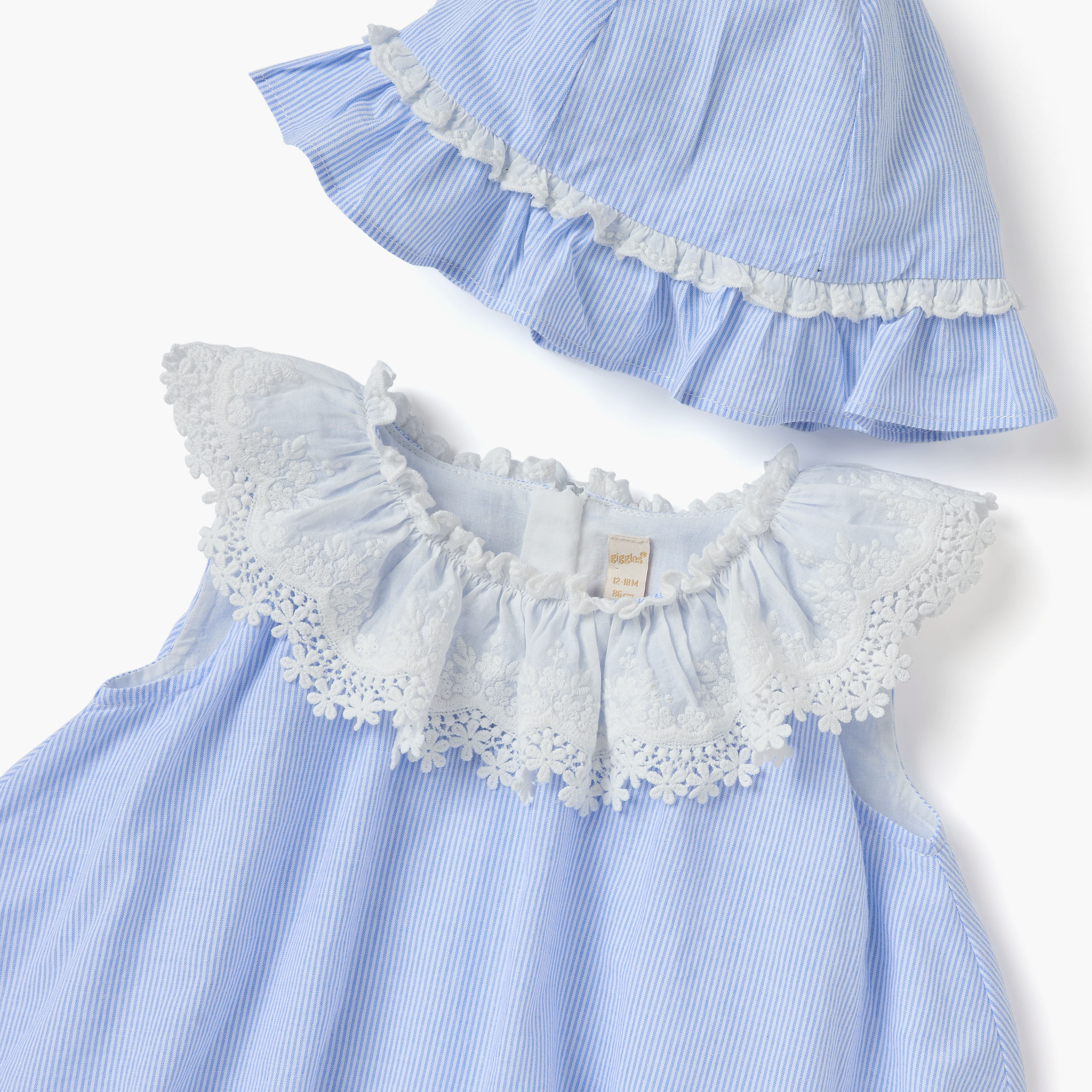 فستان مخطط دون أكمام مع قبعة بيني من جونيورز-baby-girls-clothing-dressesandjumpsuits-image-4