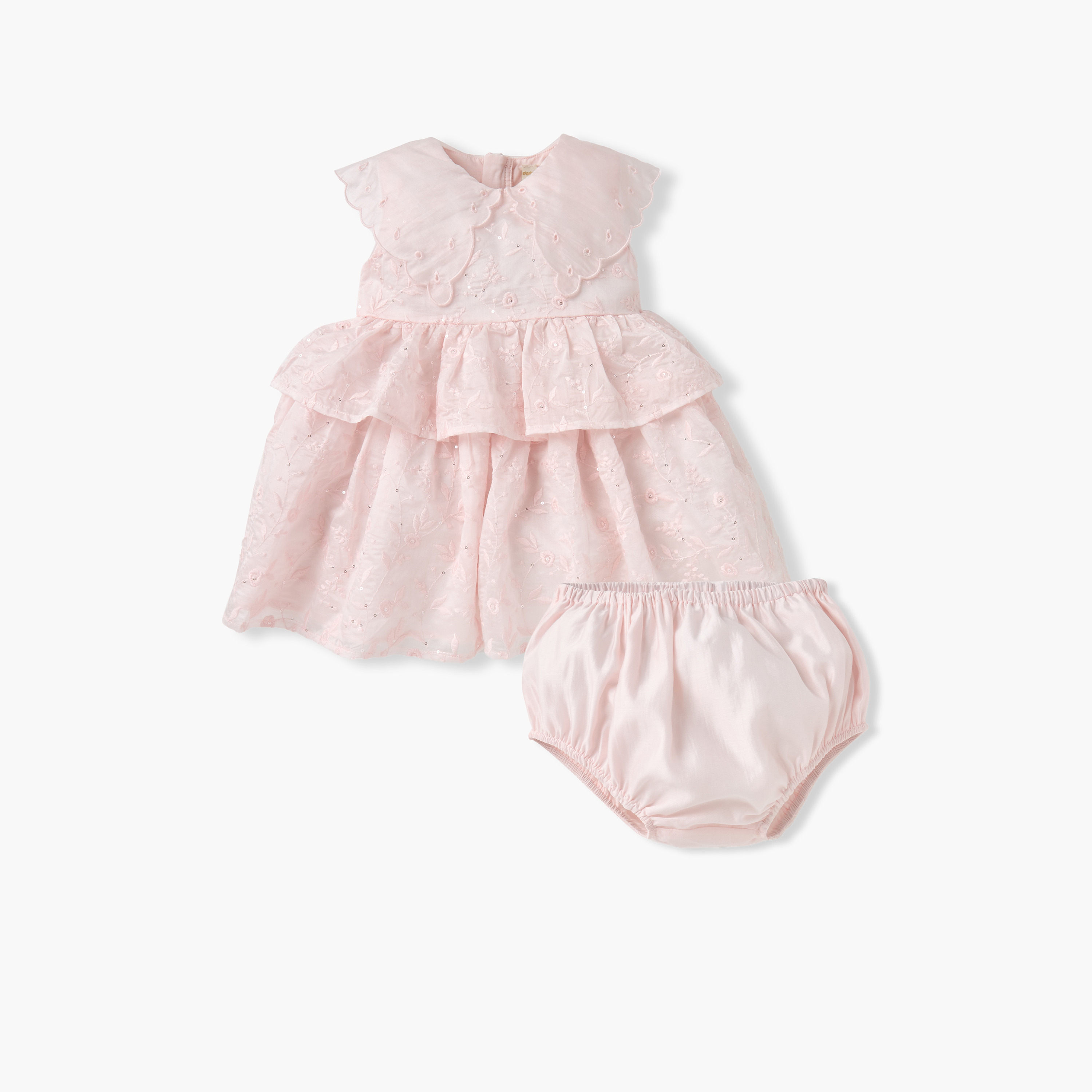 فستان شيفلي بارز الملمس دون أكمام مع سروال داخلي من جيجلز-baby-girls-clothing-dressesandjumpsuits-image-1