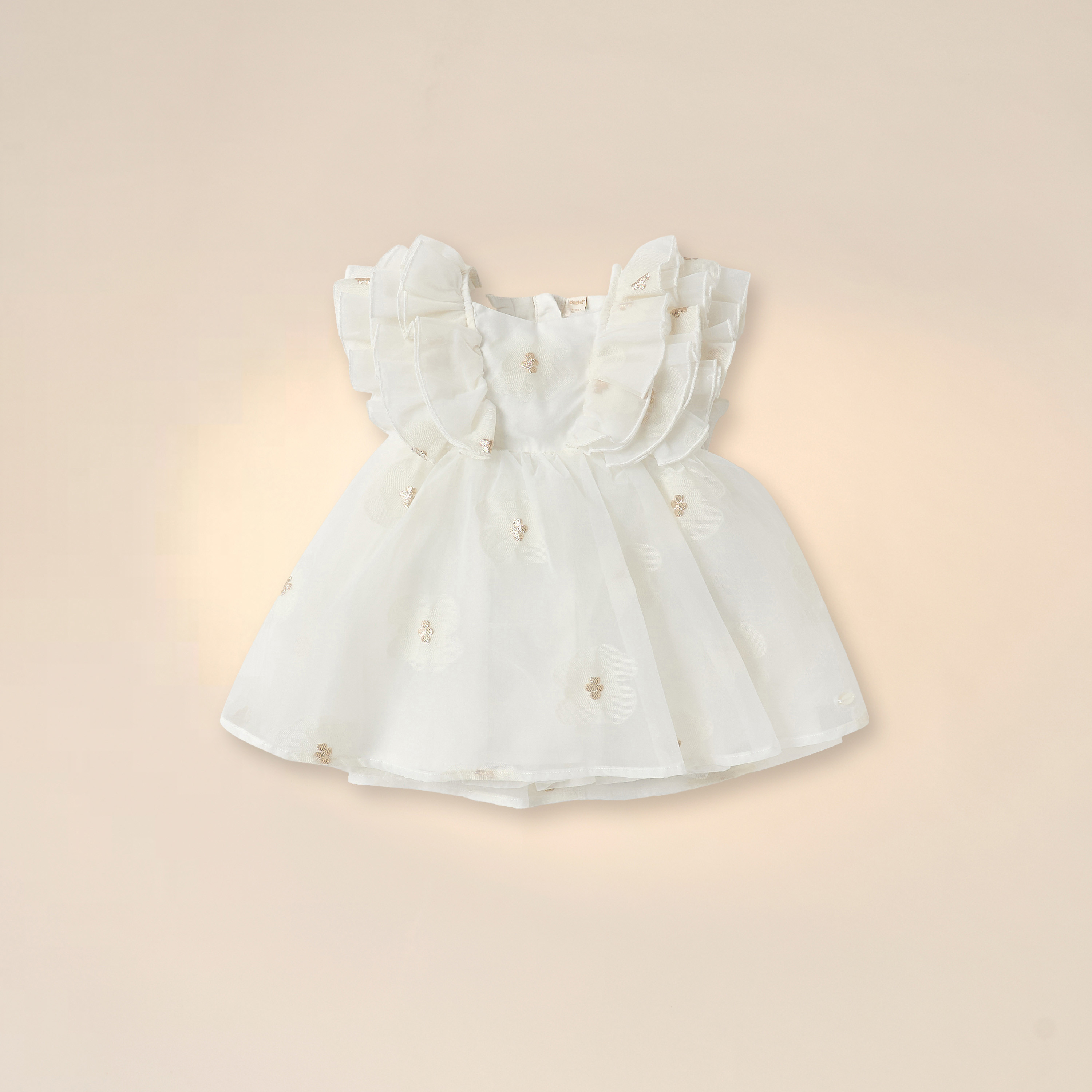 فستان جاكار إيه لاين بارز الملمس بتفاصيل كشكش مع سروال من جيجلز-baby-girls-clothing-dressesandjumpsuits-image-2