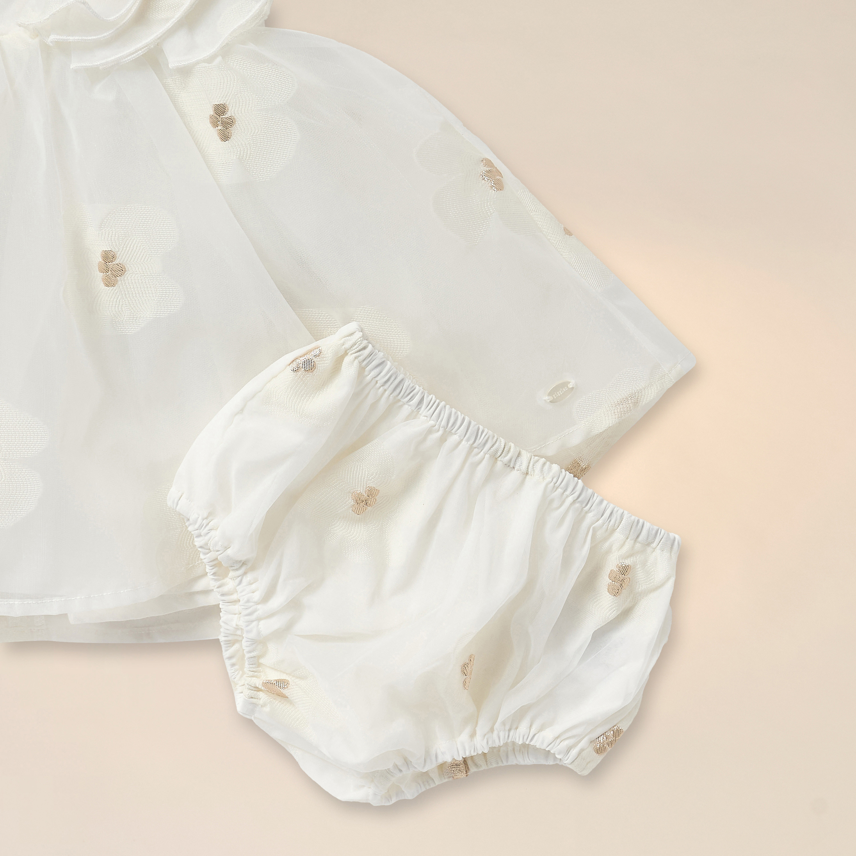 فستان جاكار إيه لاين بارز الملمس بتفاصيل كشكش مع سروال من جيجلز-baby-girls-clothing-dressesandjumpsuits-image-4