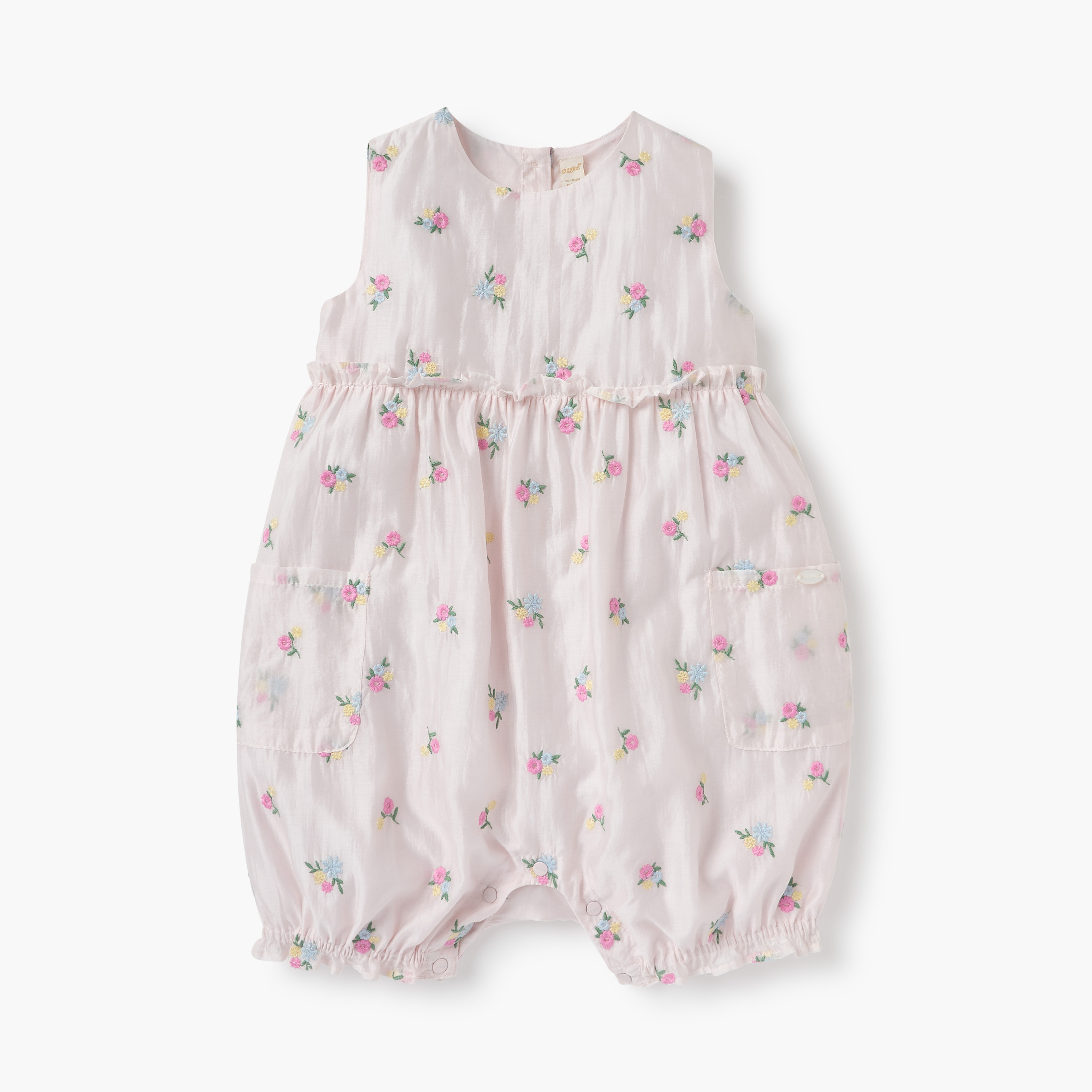 Giggles Floral Embroidered Romper with Knit Overlay-baby-girls-clothing-rompers-image-3
